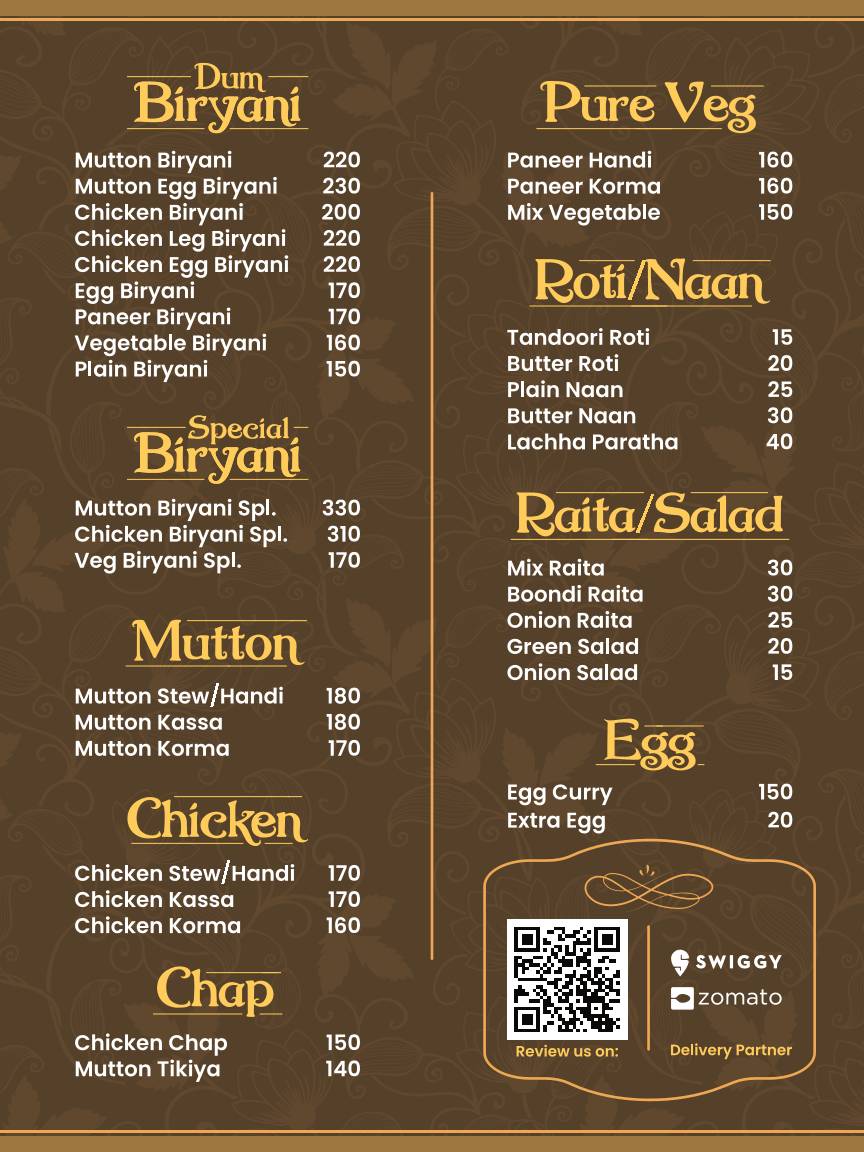 Biryani House menu