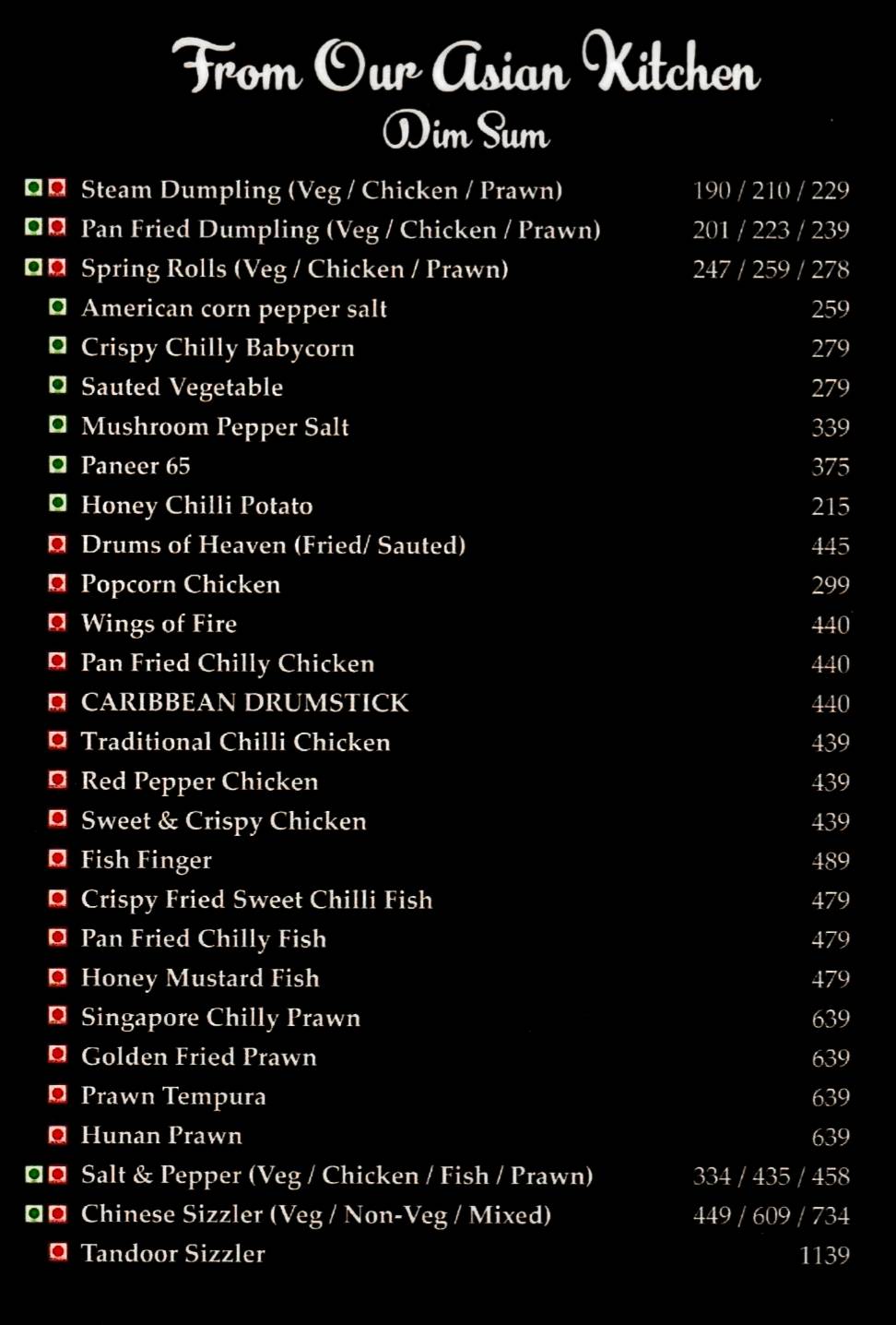 Blaze Restaurant & Lounge menu