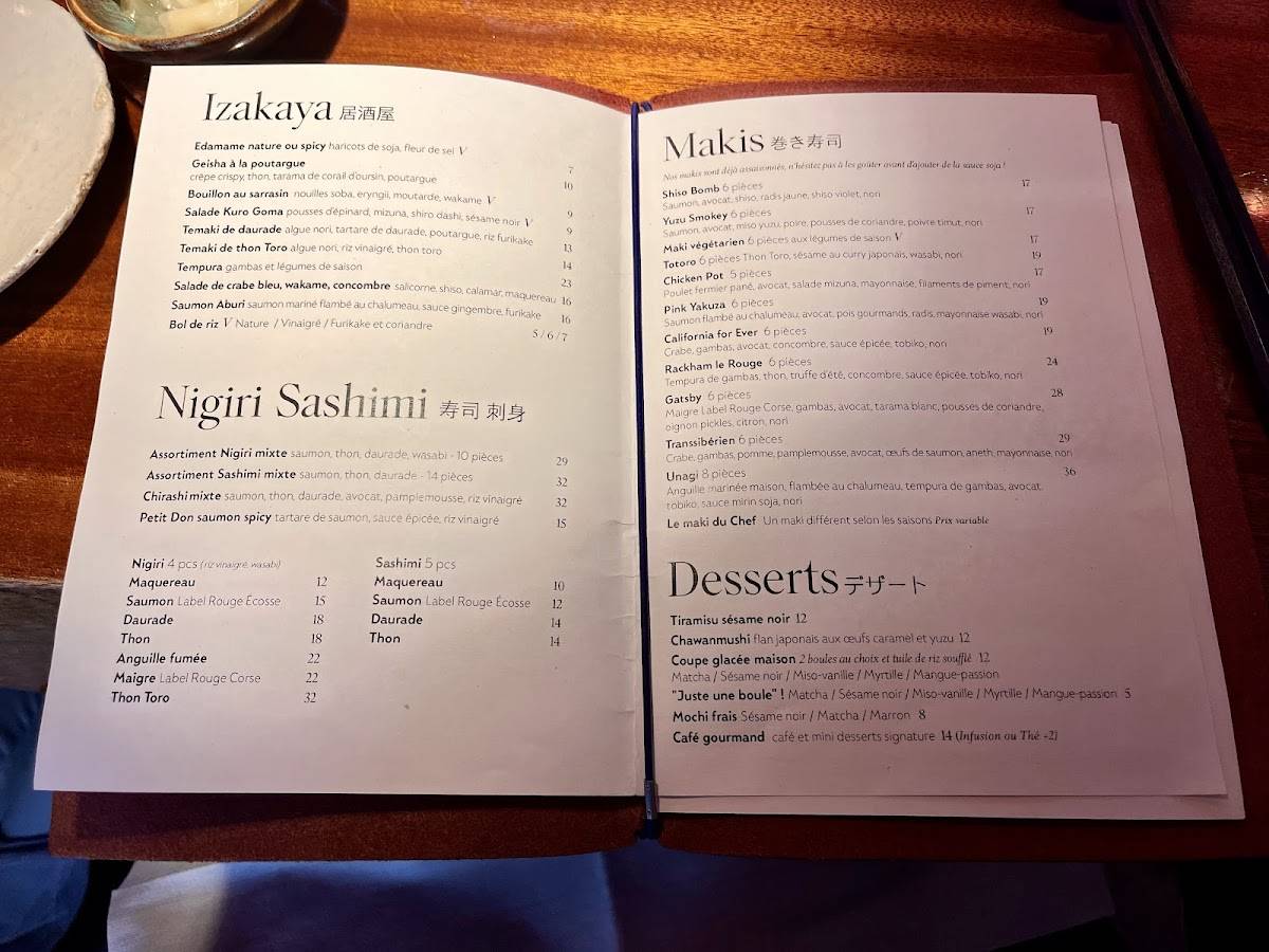 Menu de Blueberry Maki Bar