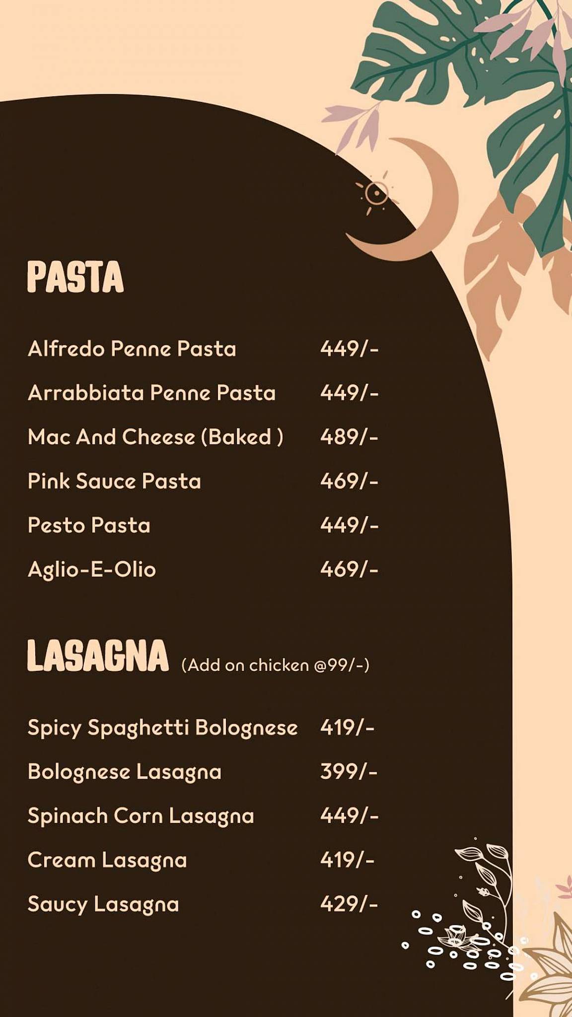 Boho menu