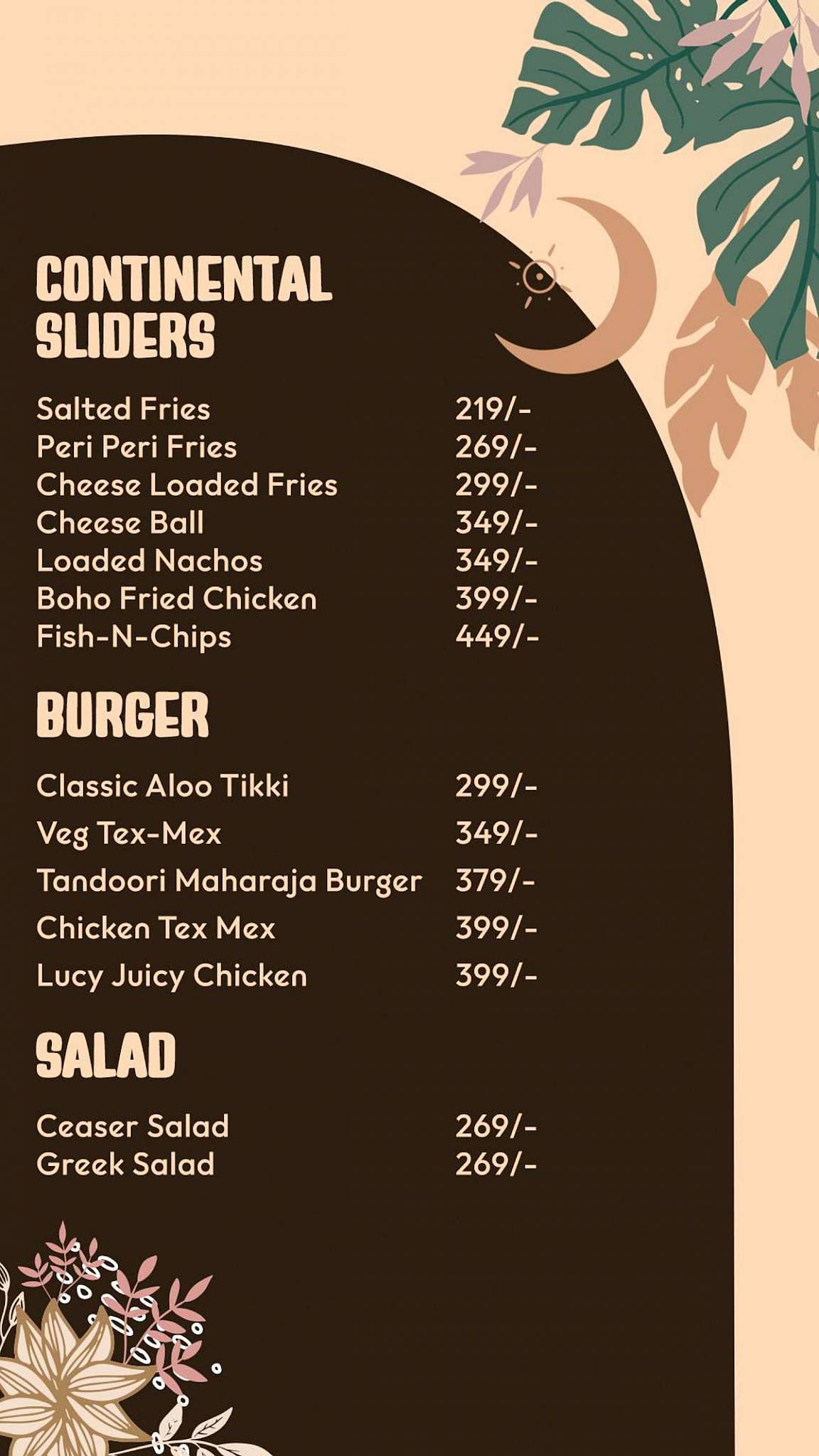 Boho menu