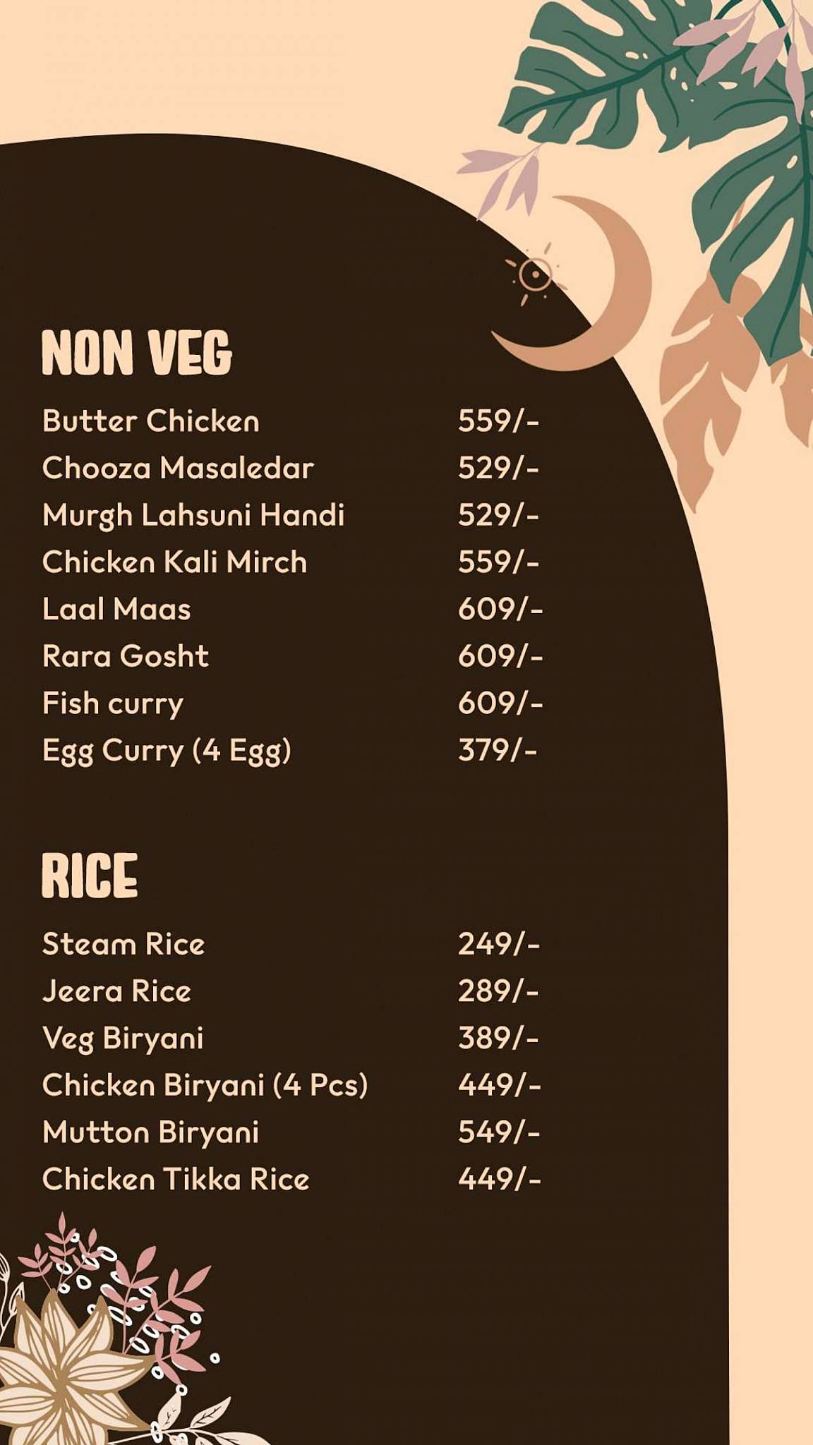 Boho menu