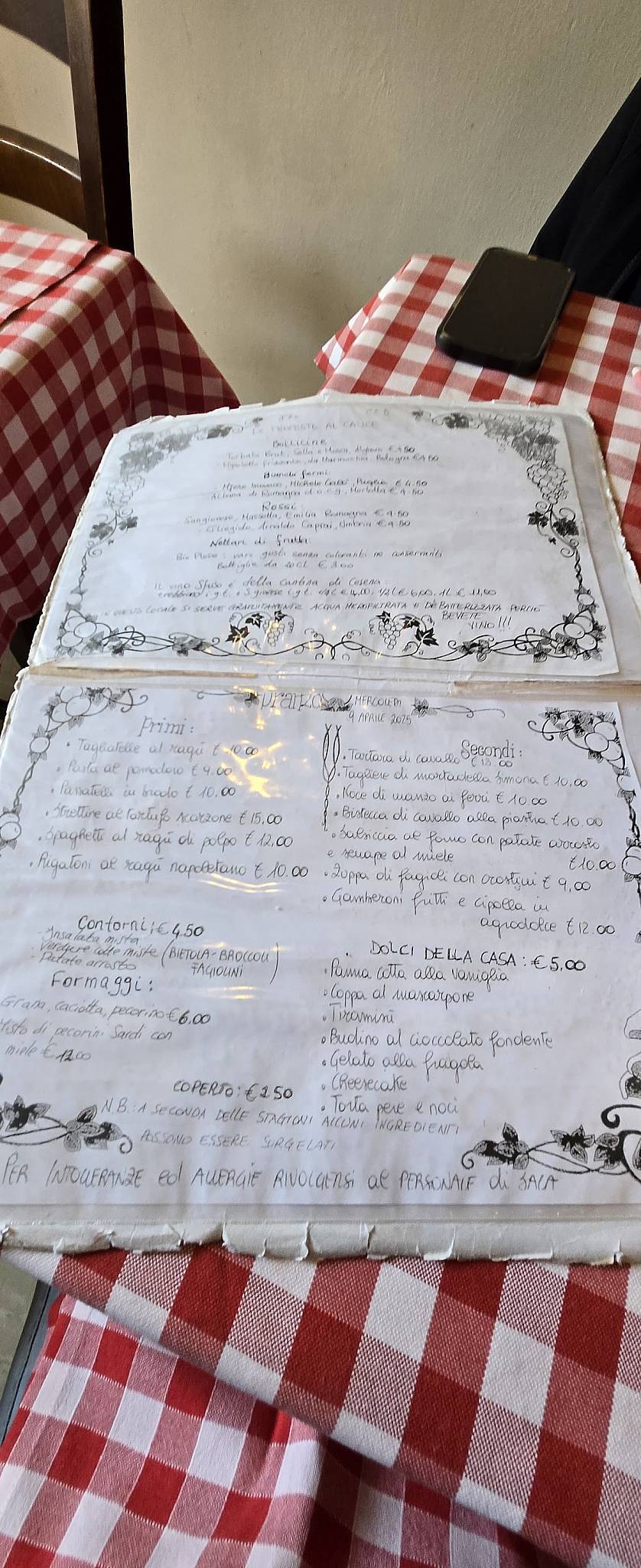 Menu di Fantoni 