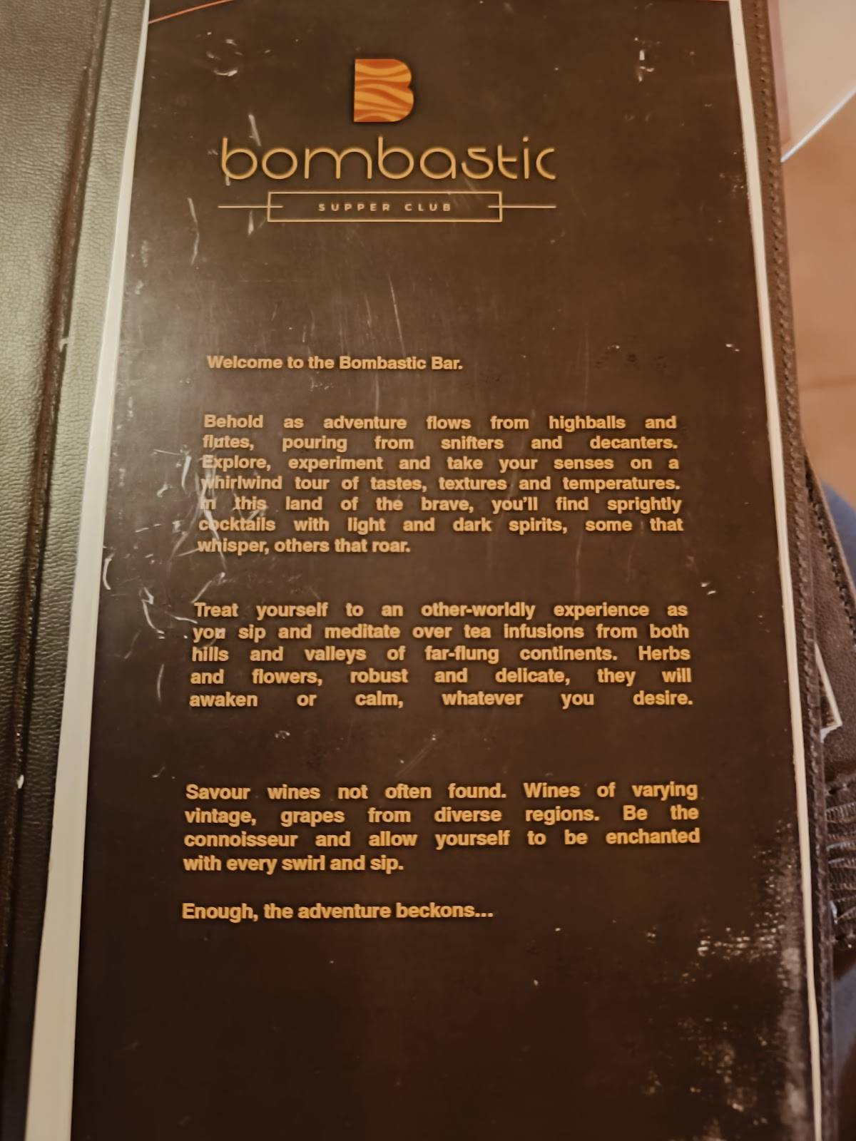 Bombastic - Supper Club menu
