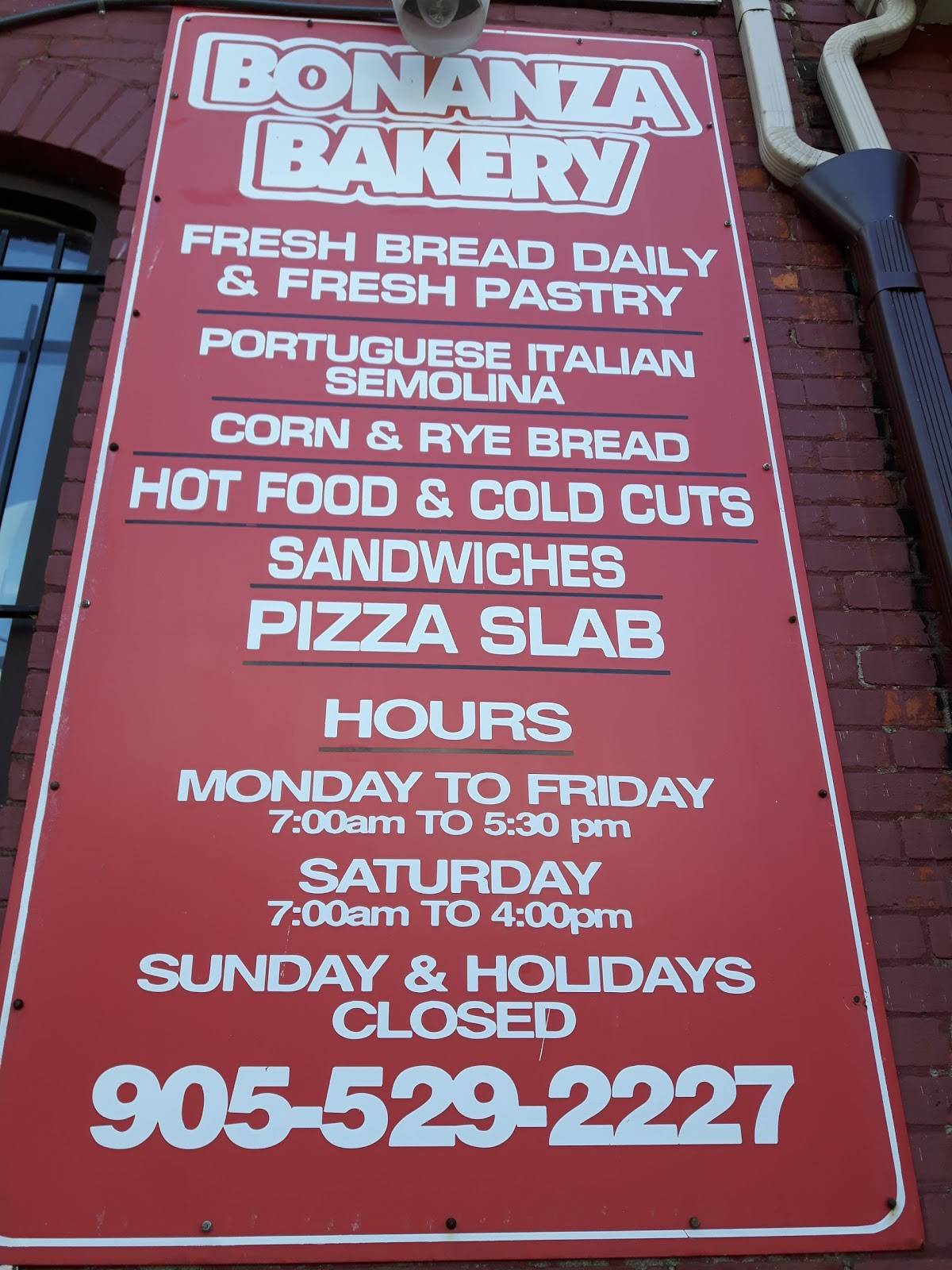 Menu at Bonanza Bakery, Hamilton