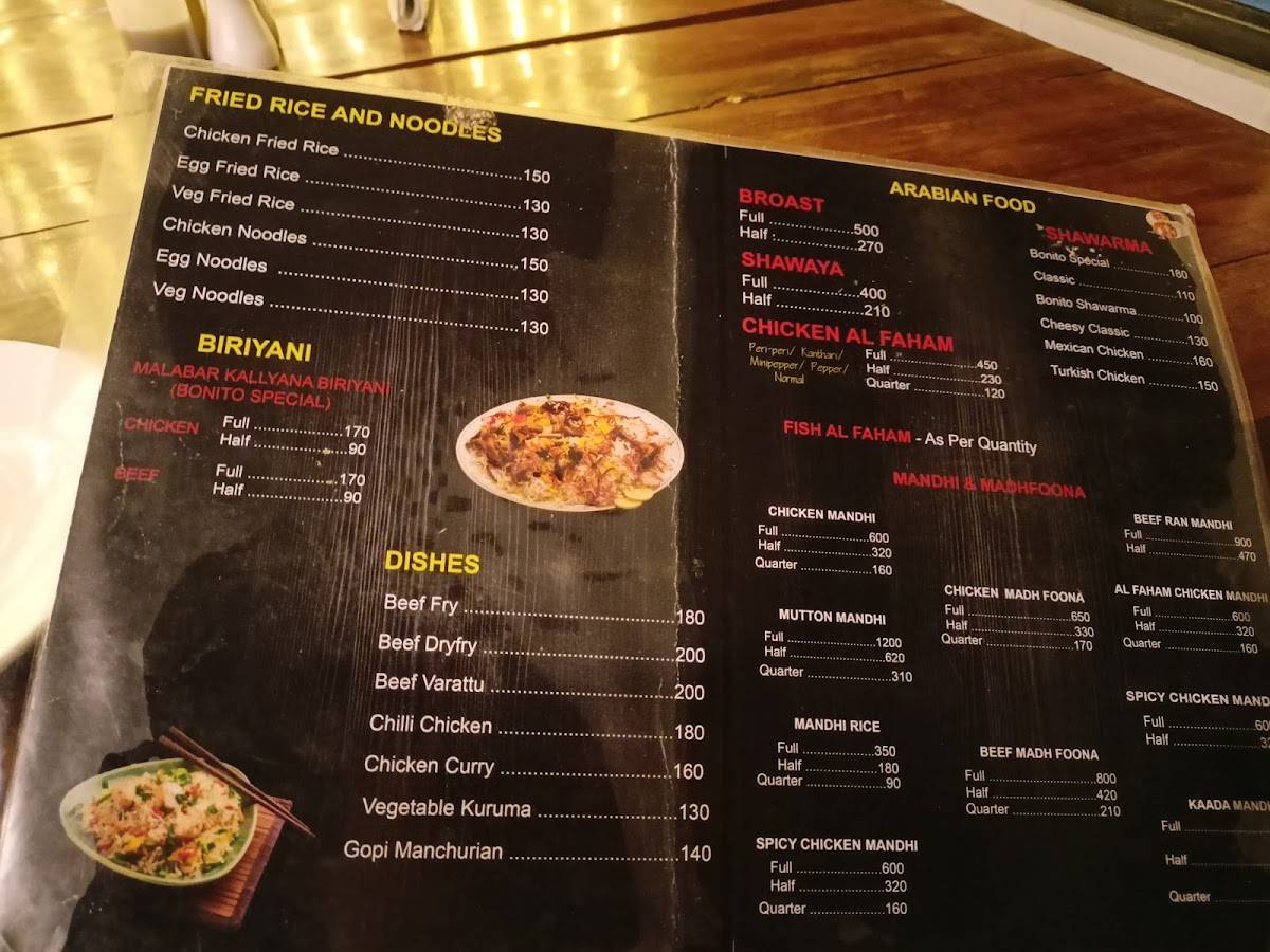 Bonito Cafe & Restaurant menu