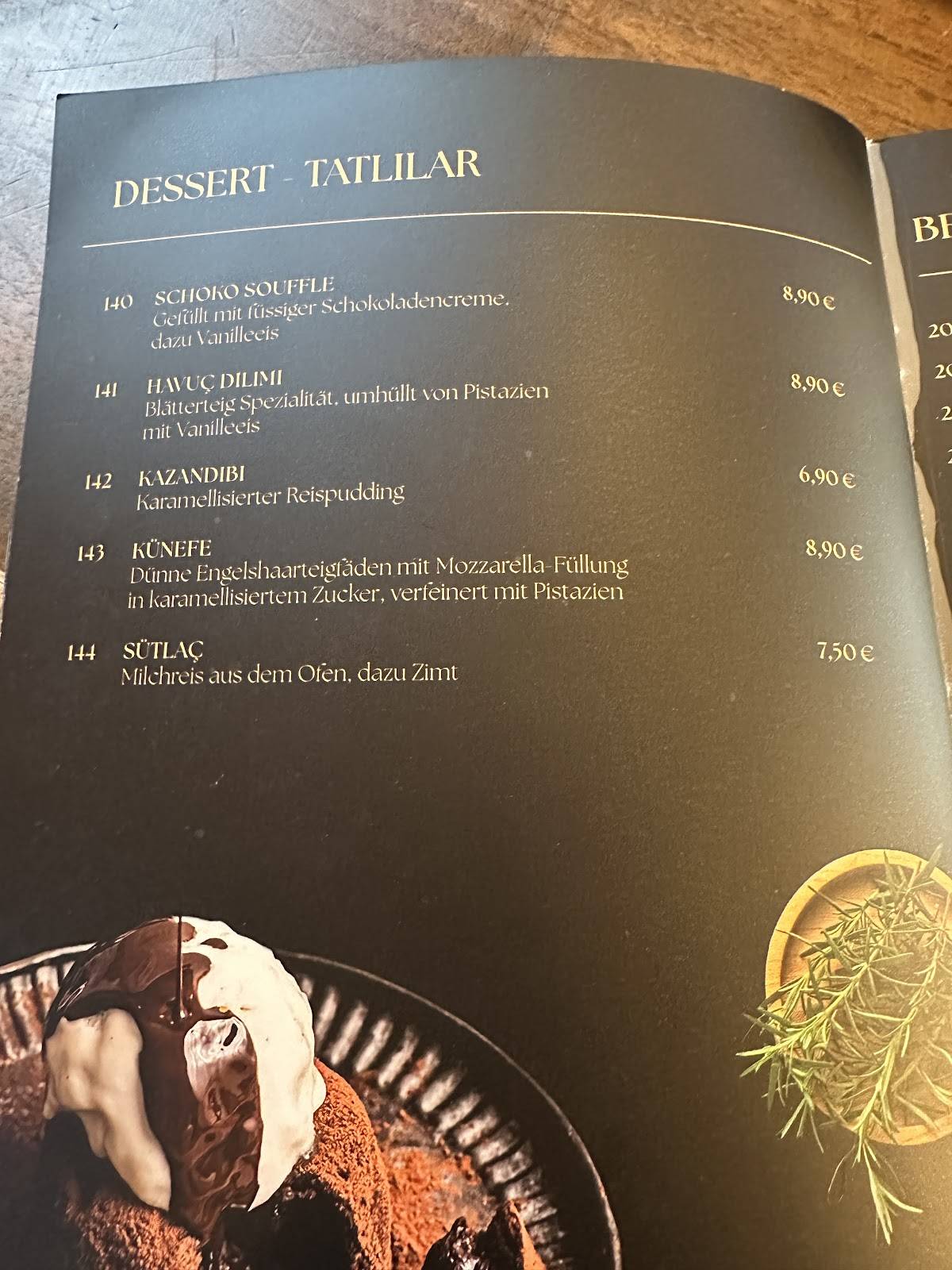 Menu de Restaurant Hanedan