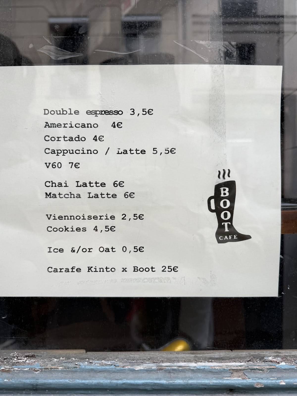 Menu de Boot Café