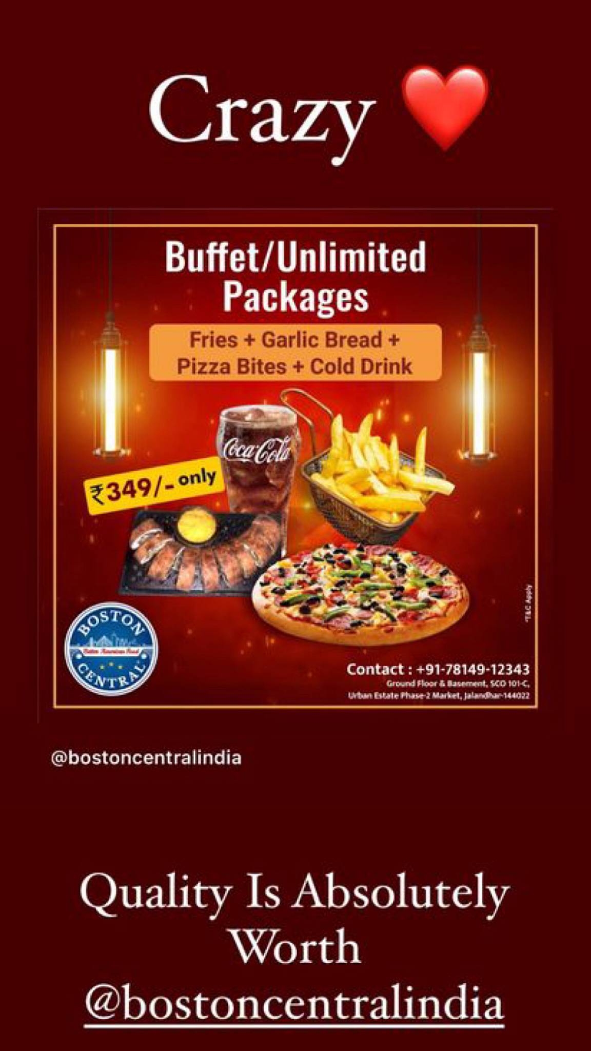 Boston Central menu