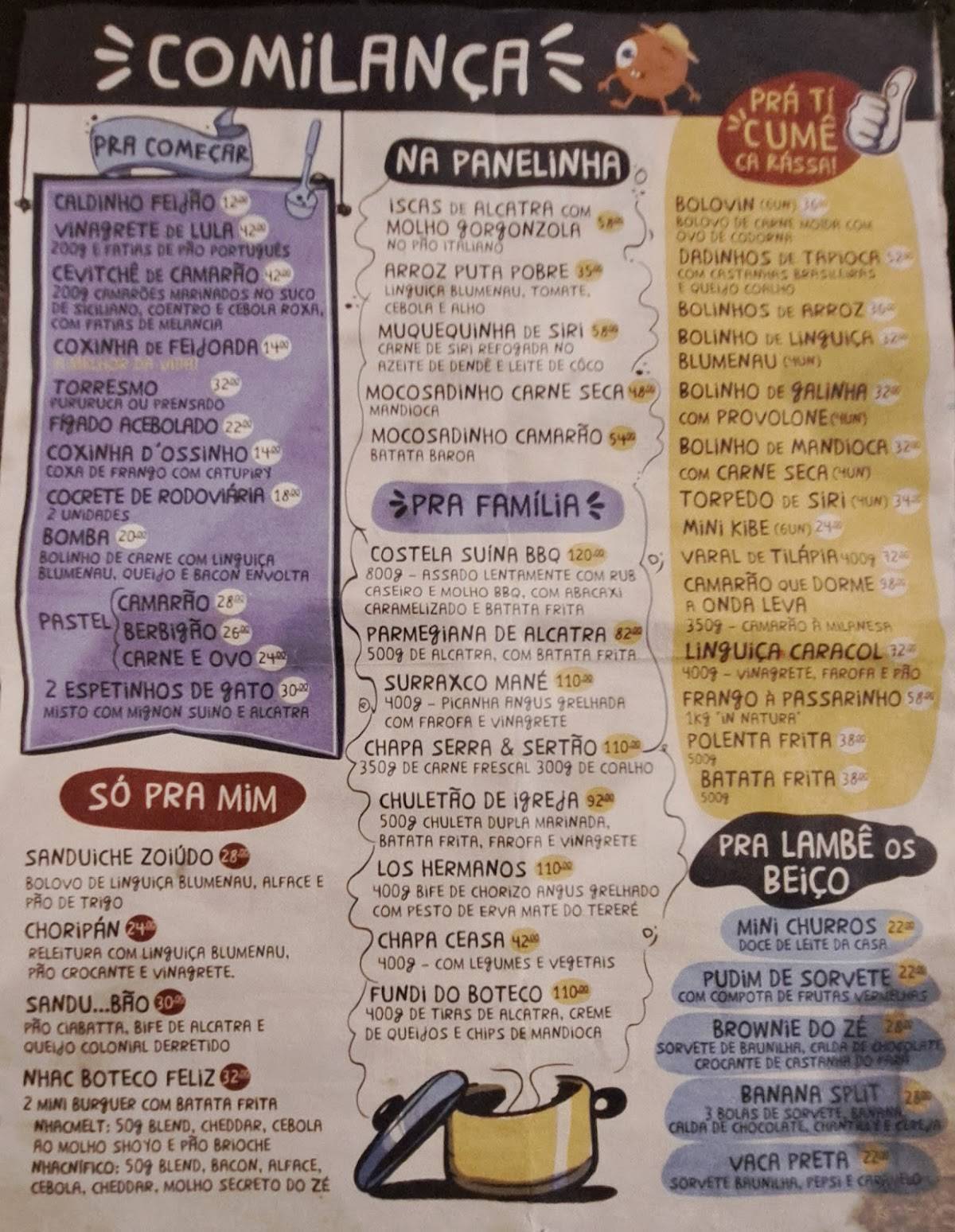 Boteco Zé Mané cardápio