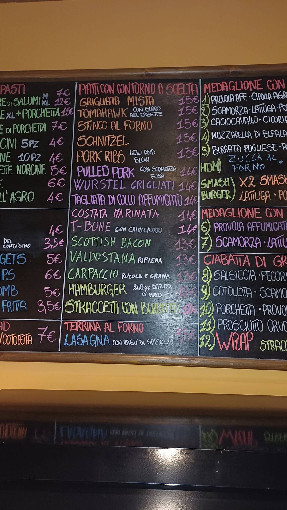 Menu di Bottega Roccia 