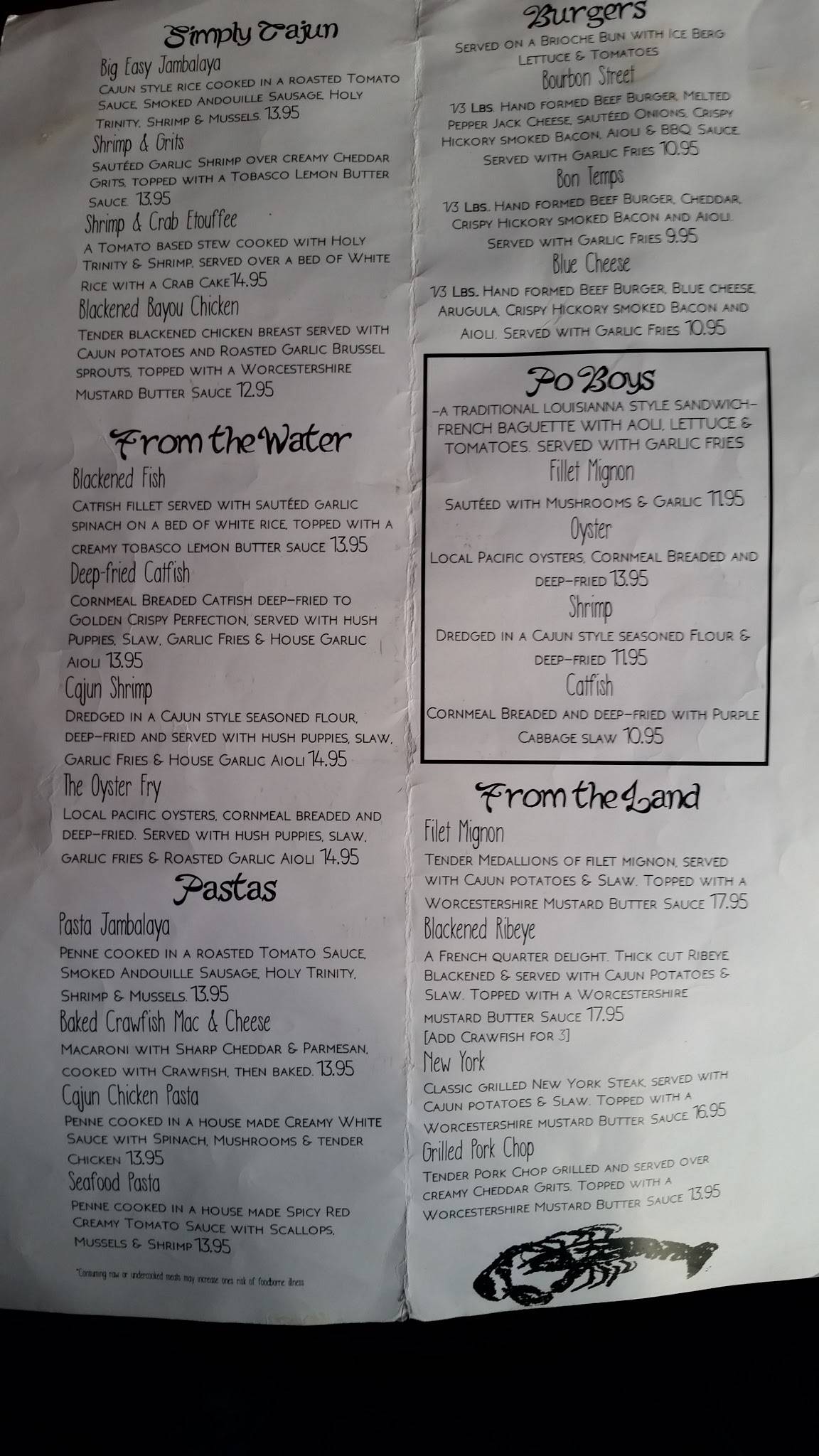 Menu at Bourbon Street Bar and Grill, Puyallup