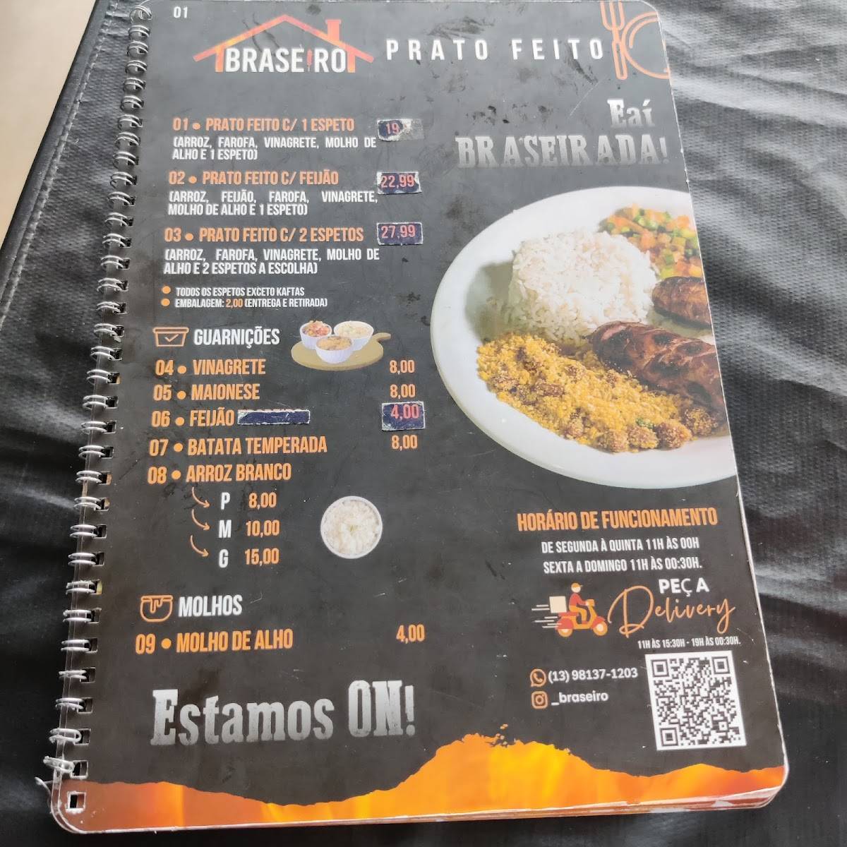 Braseiro/ Braseiro espeto e burger cardápio