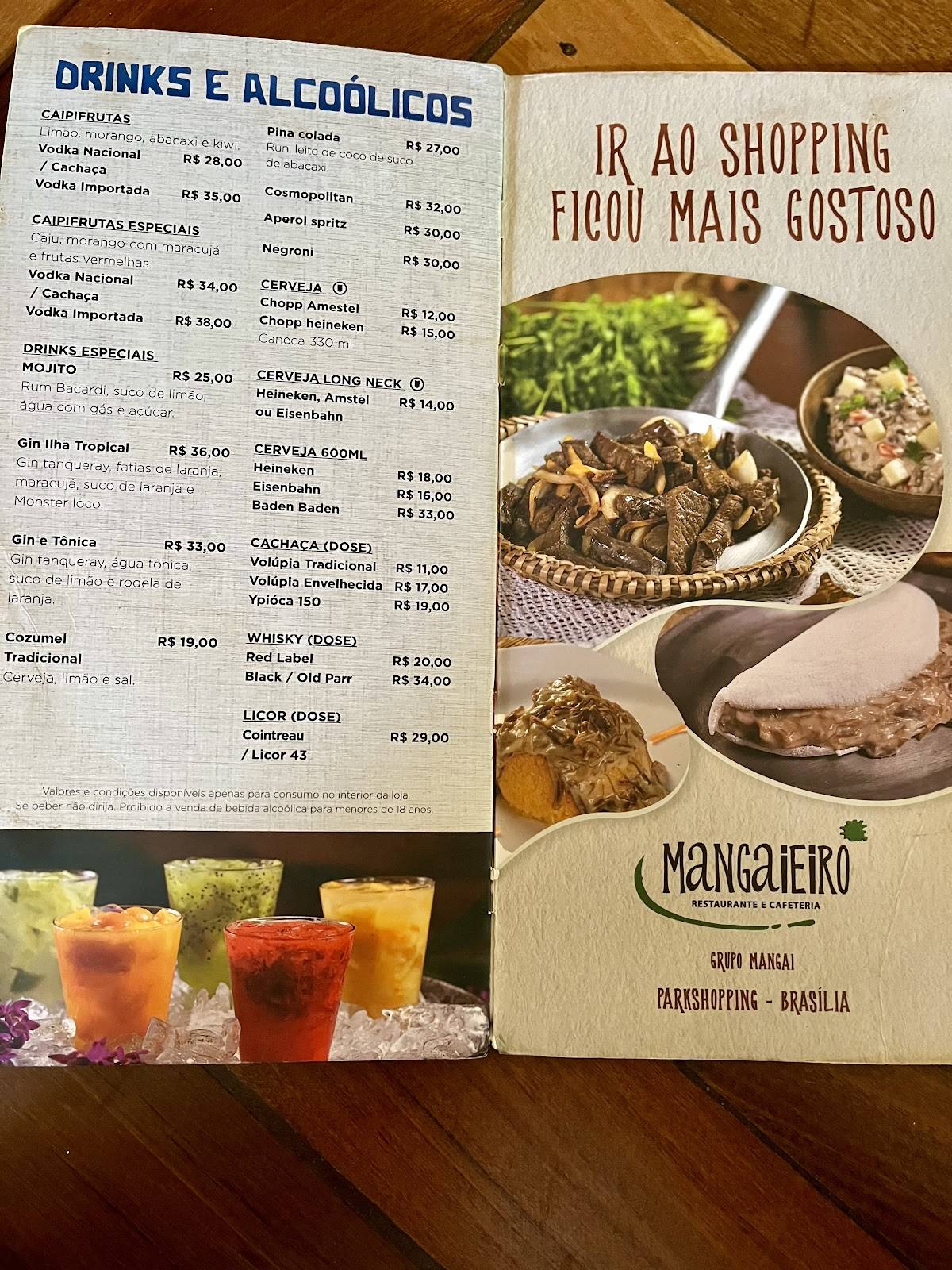Mangai Lago DF cardápio