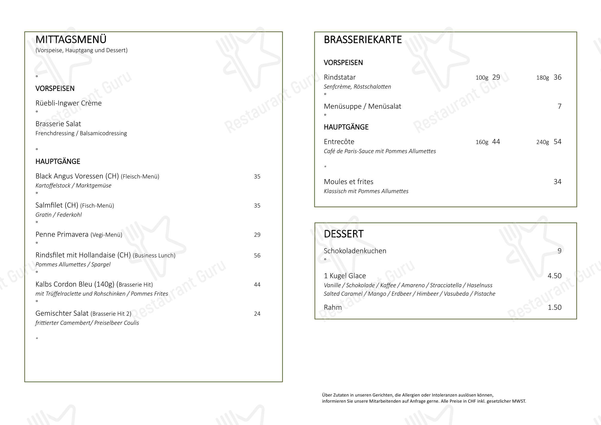 Brasserie Brugg in Brugg - Menu