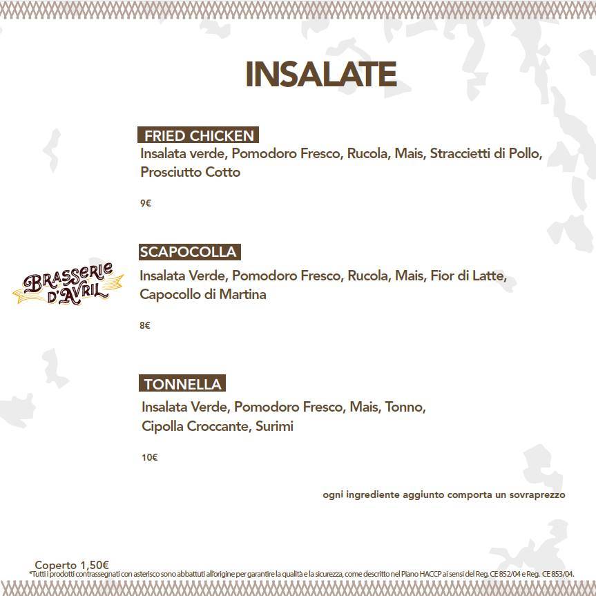 Menu di Brasserie d'Avril 