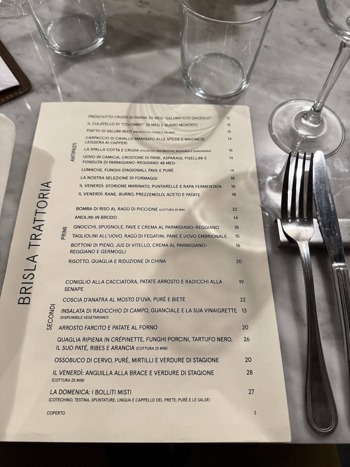 Menu di Brisla Trattoria 