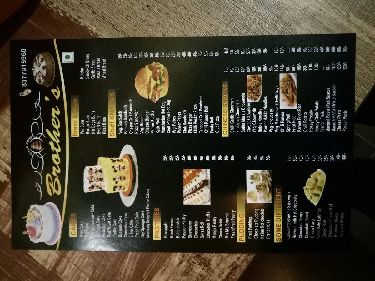 Menu at Brother’s Bakers Vishnu Garden, New Delhi, A31