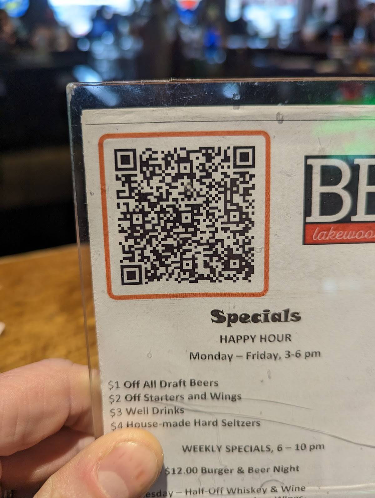 Menu at Buckeye Beer Engine pub & bar, Lakewood