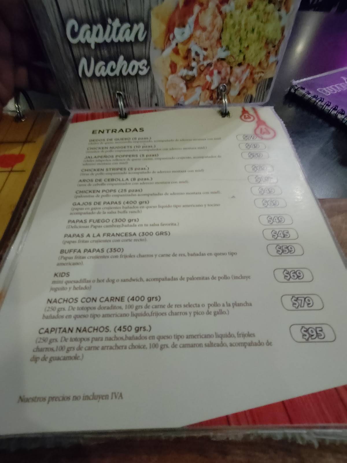 Carta del restaurante Buffa Wings, Apizaco