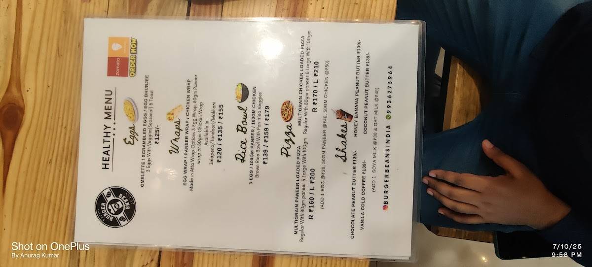 Burger Beans menu