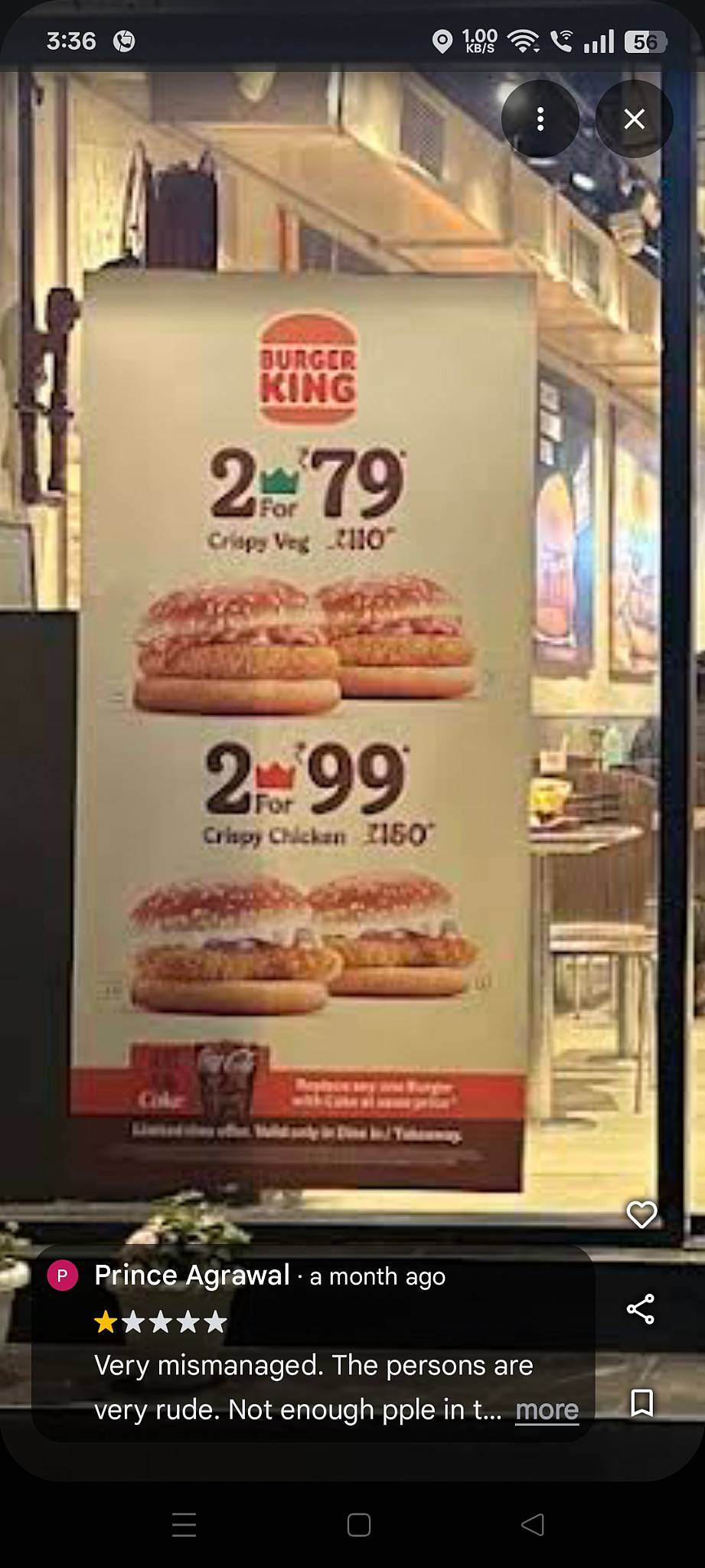 Burger King menu