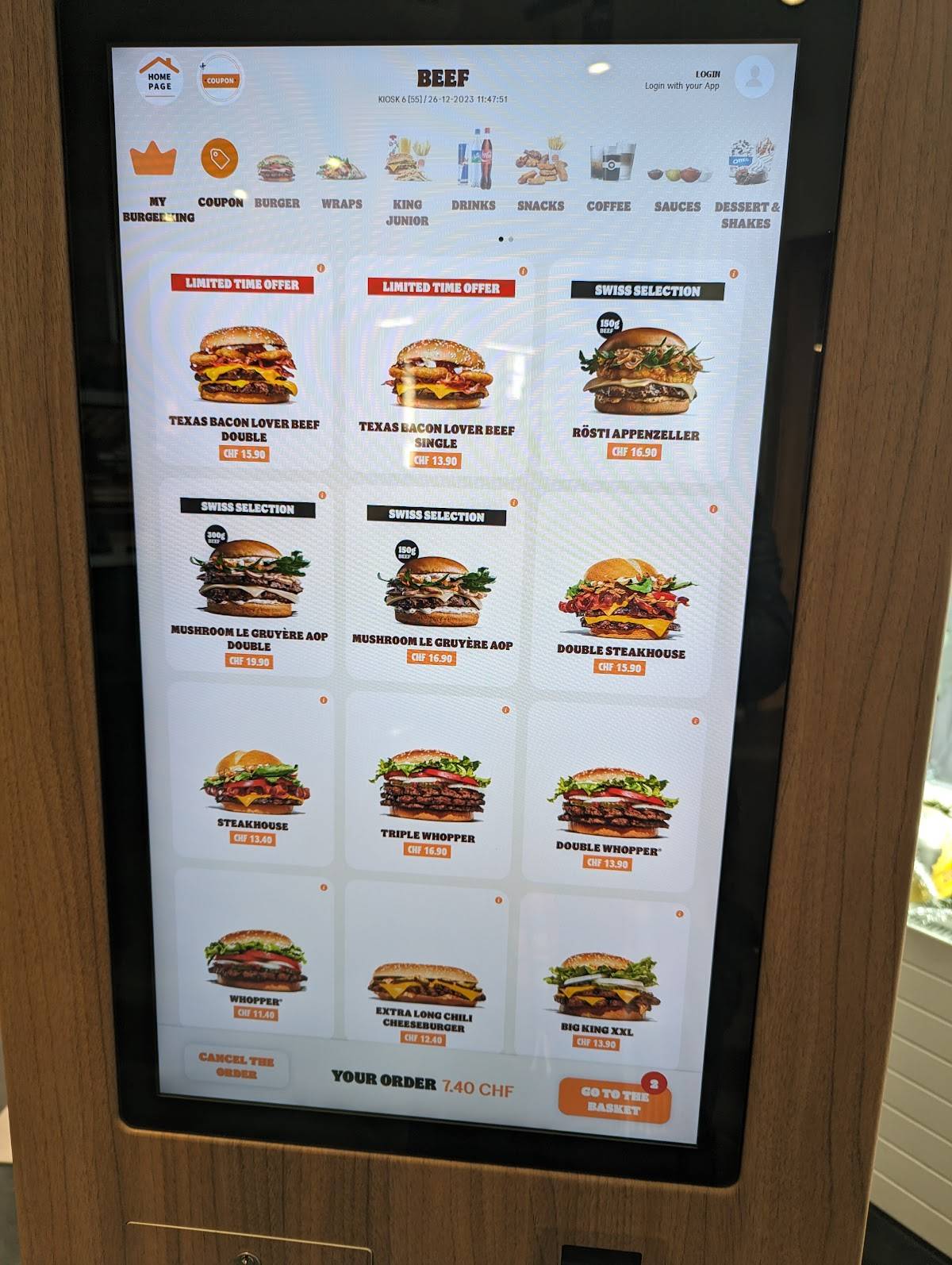 Menu di Burger King 