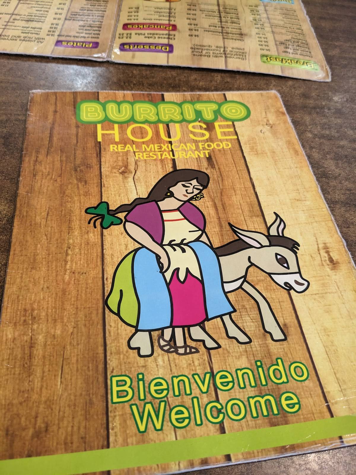 Menu at Burrito House restaurant, El Paso, Dyer St