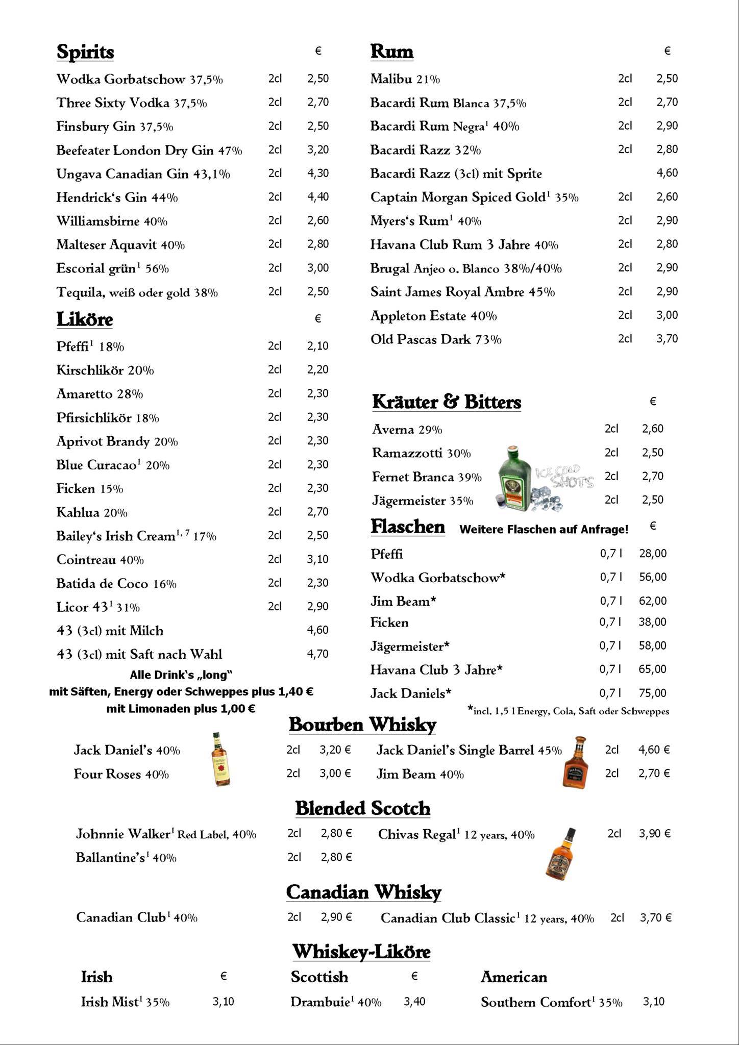 Menu de Butler's Café - Restaurant - Bar