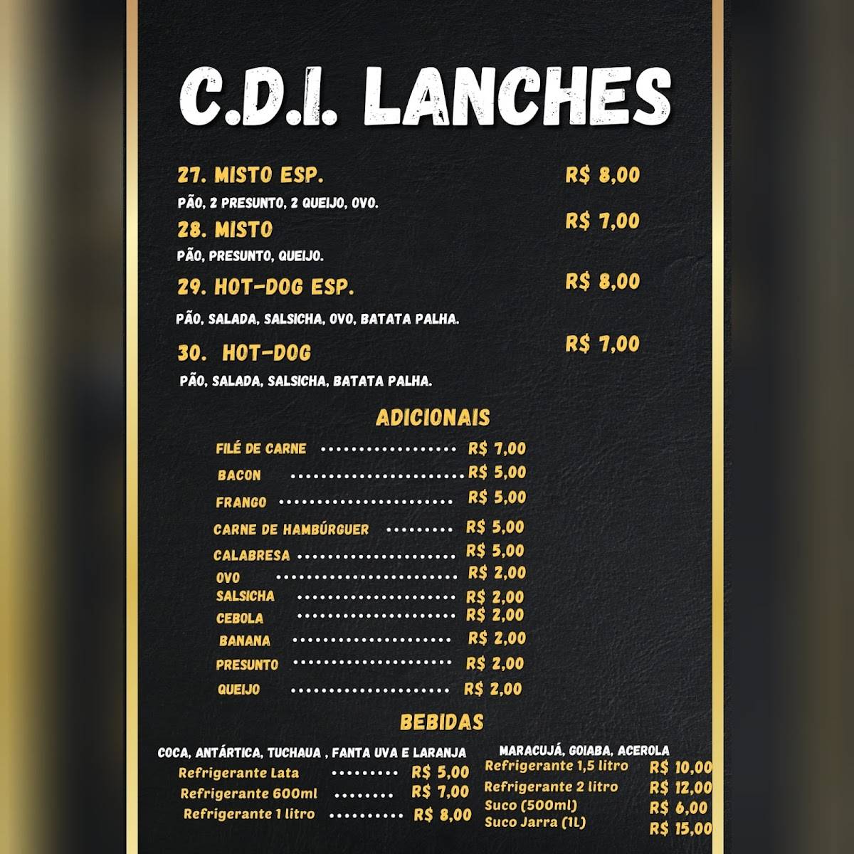 C.D.I Lanches cardápio