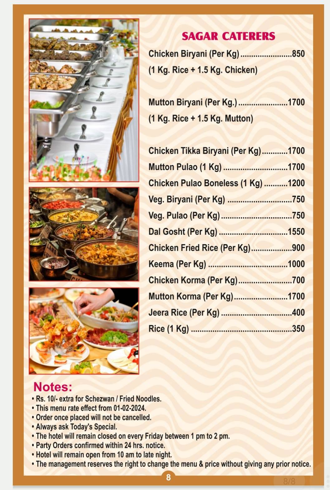 CAFE SAGAR RESTAURANT menu