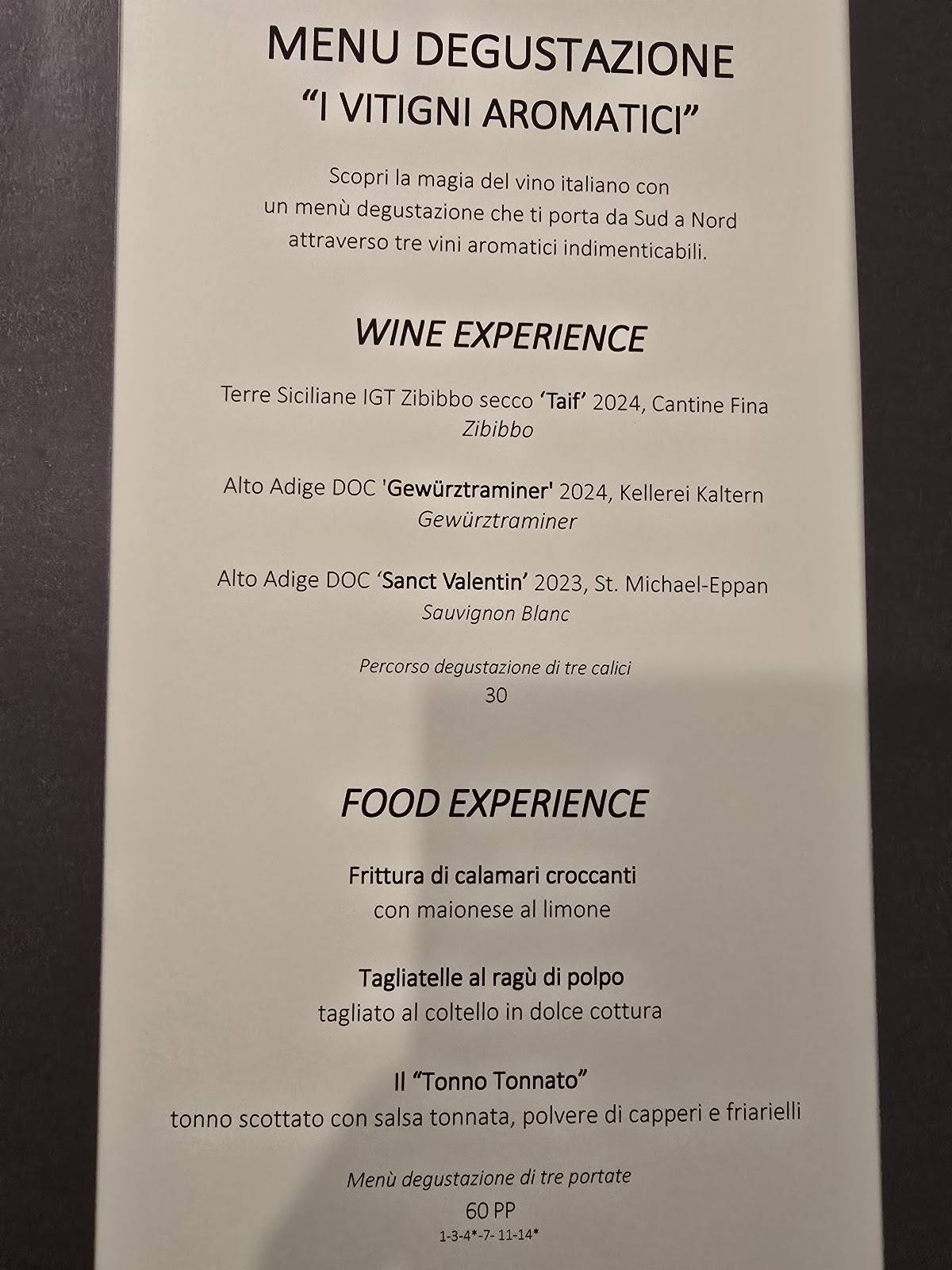 Menu di CANTINE A MARE - Ristorante di Pesce 