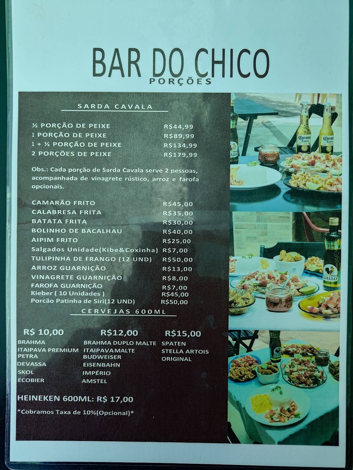 Bar do Chico | O Rei da Sarda cardápio