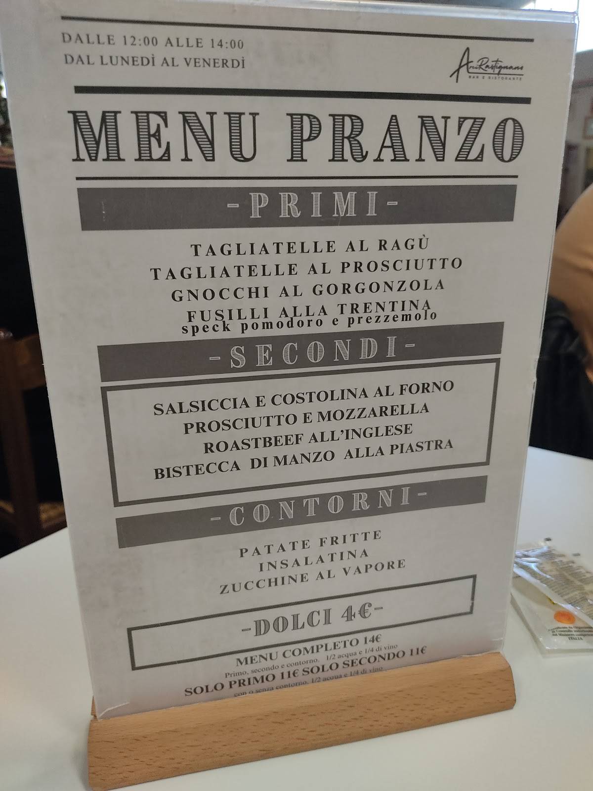 Menu di CIRCOLO Arci Rastignano 