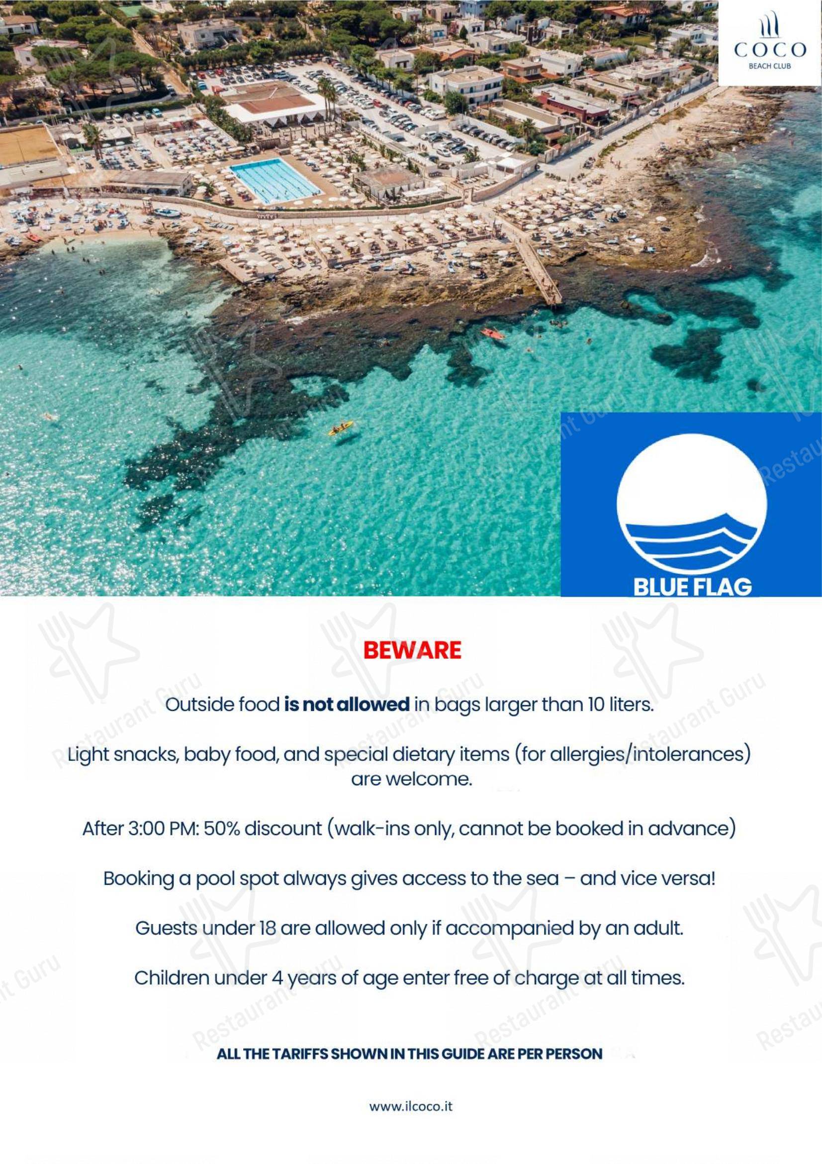 Menu per COCO - Beach, Wedding & Lifestyle in Cozze
