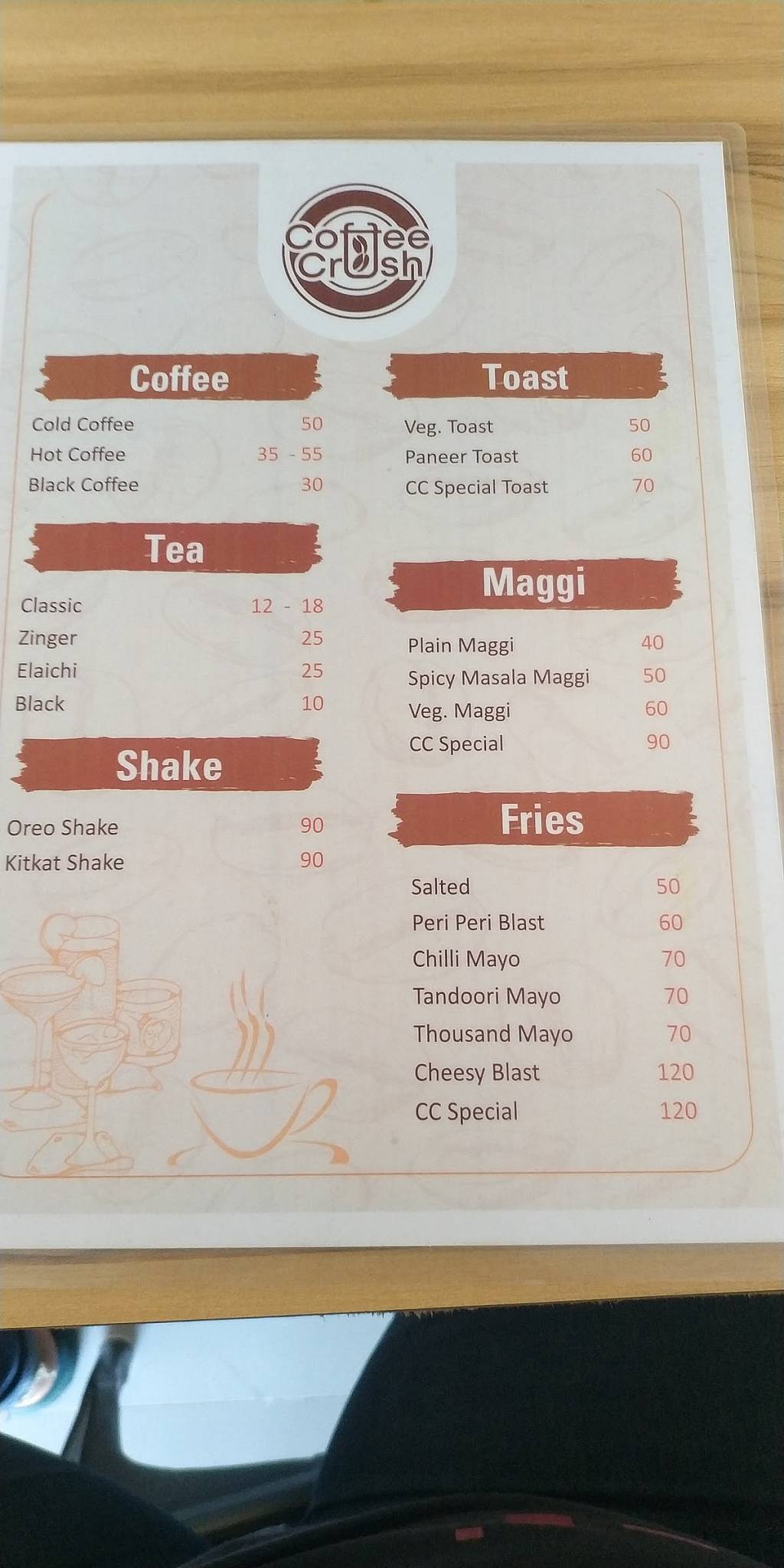 COFFEE CRUSH CAFE menu