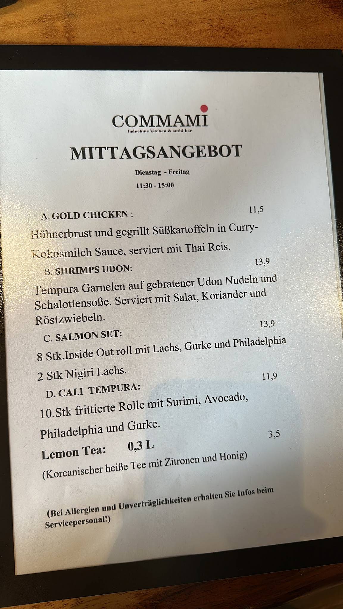 Menu de COMMAMI