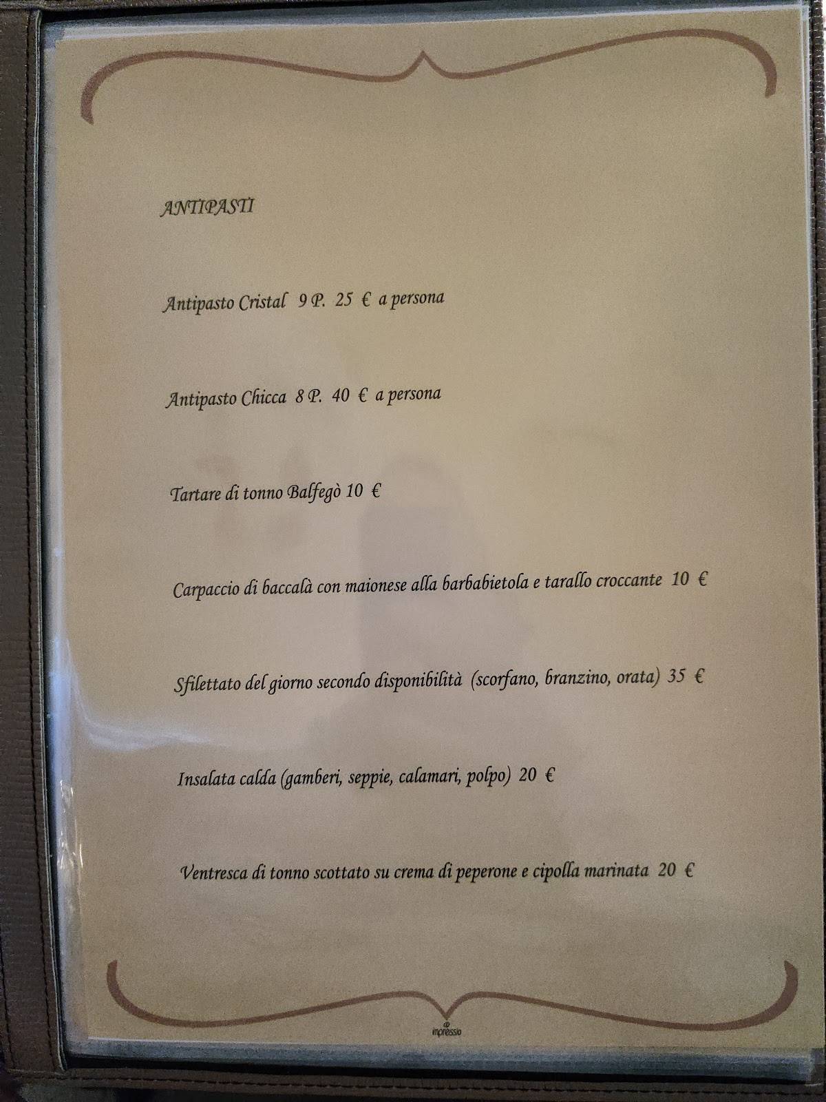 Menu di CRISTAL 