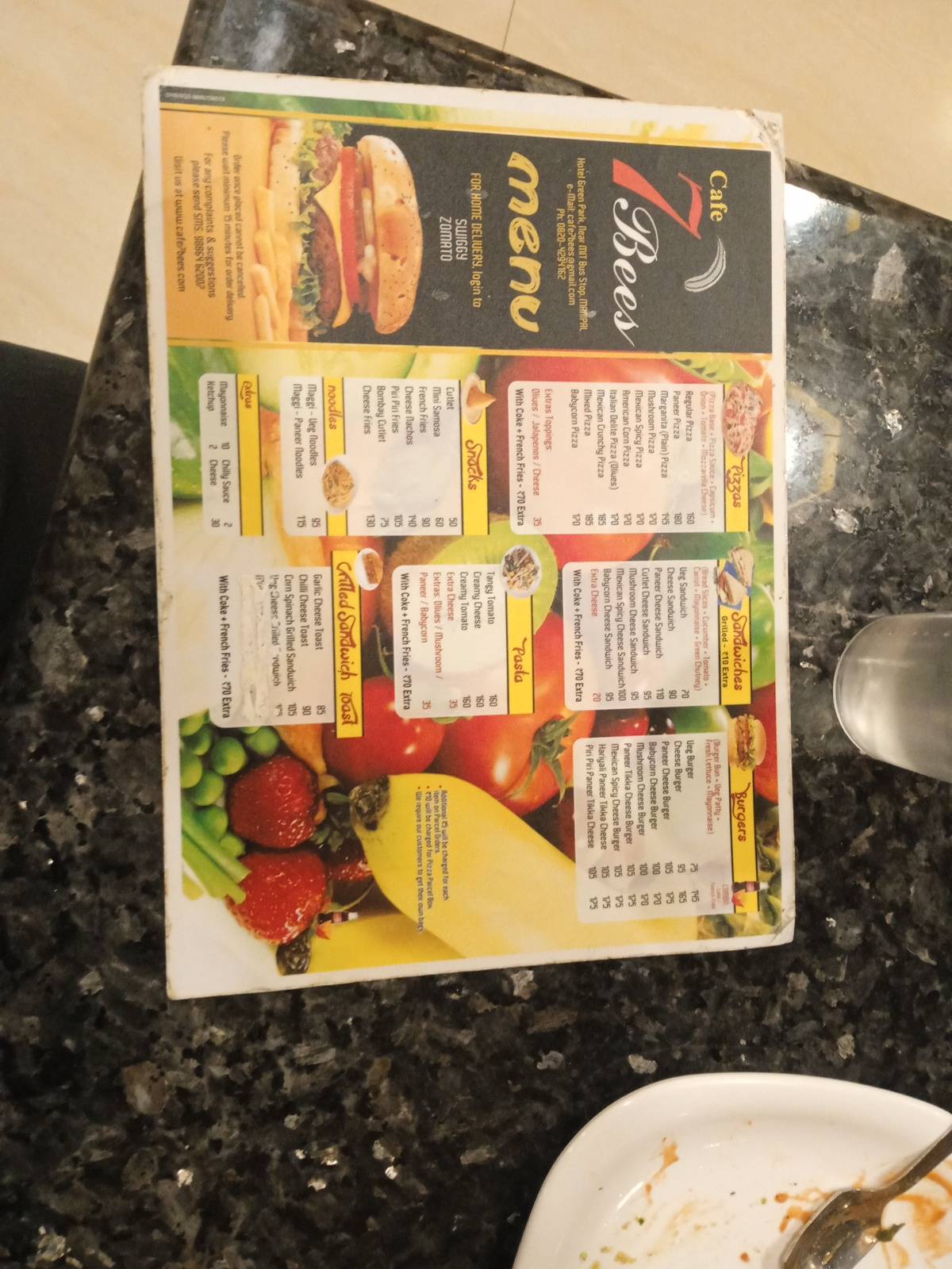 Cafe 7 Bees menu