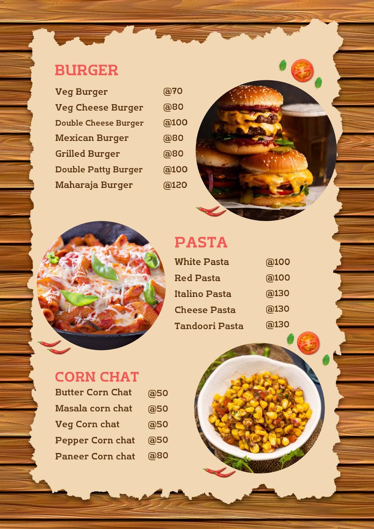 Amazing cafe menu