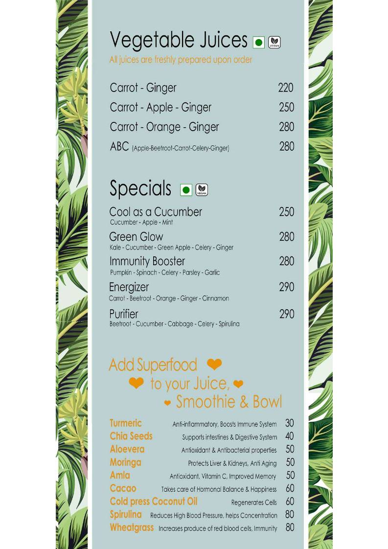 Artjuna Cafe - Anjuna menu