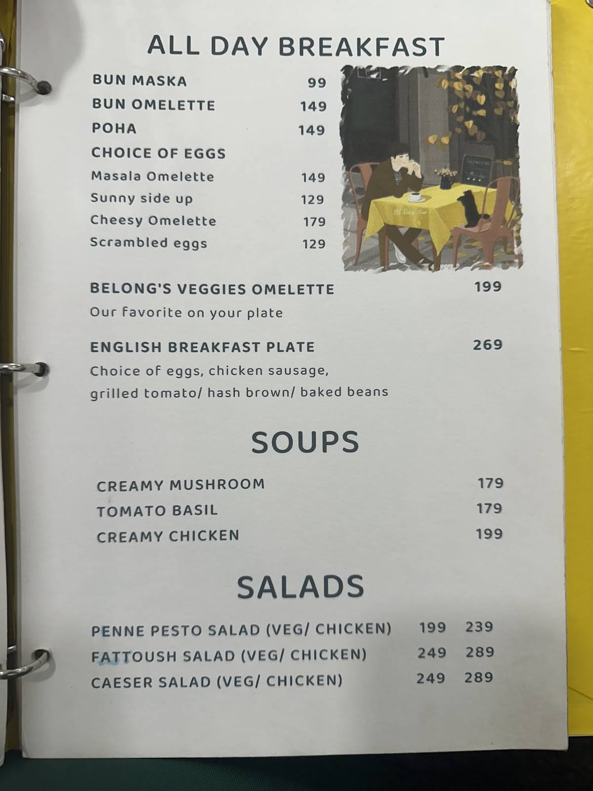 Cafe Belong menu