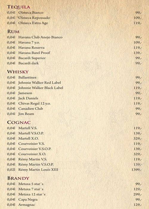 Café Mozart menu