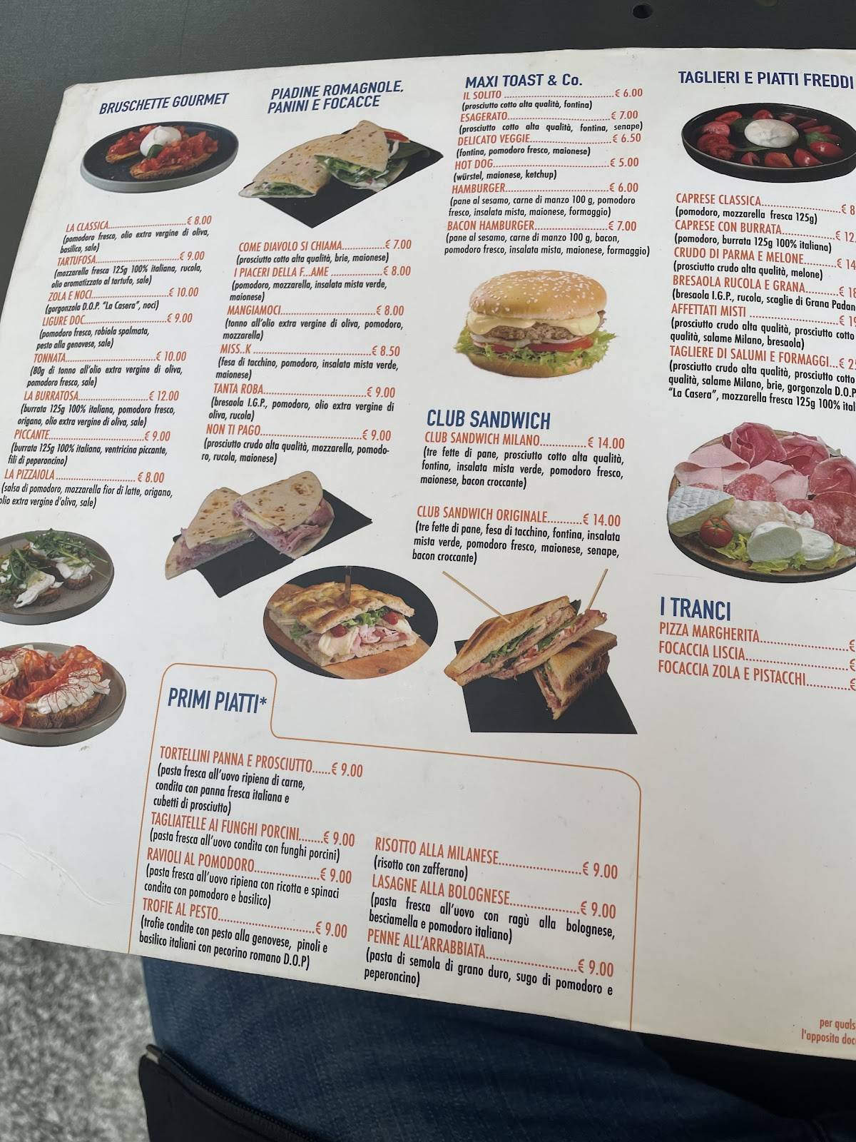 Menu di Caffè Milano 