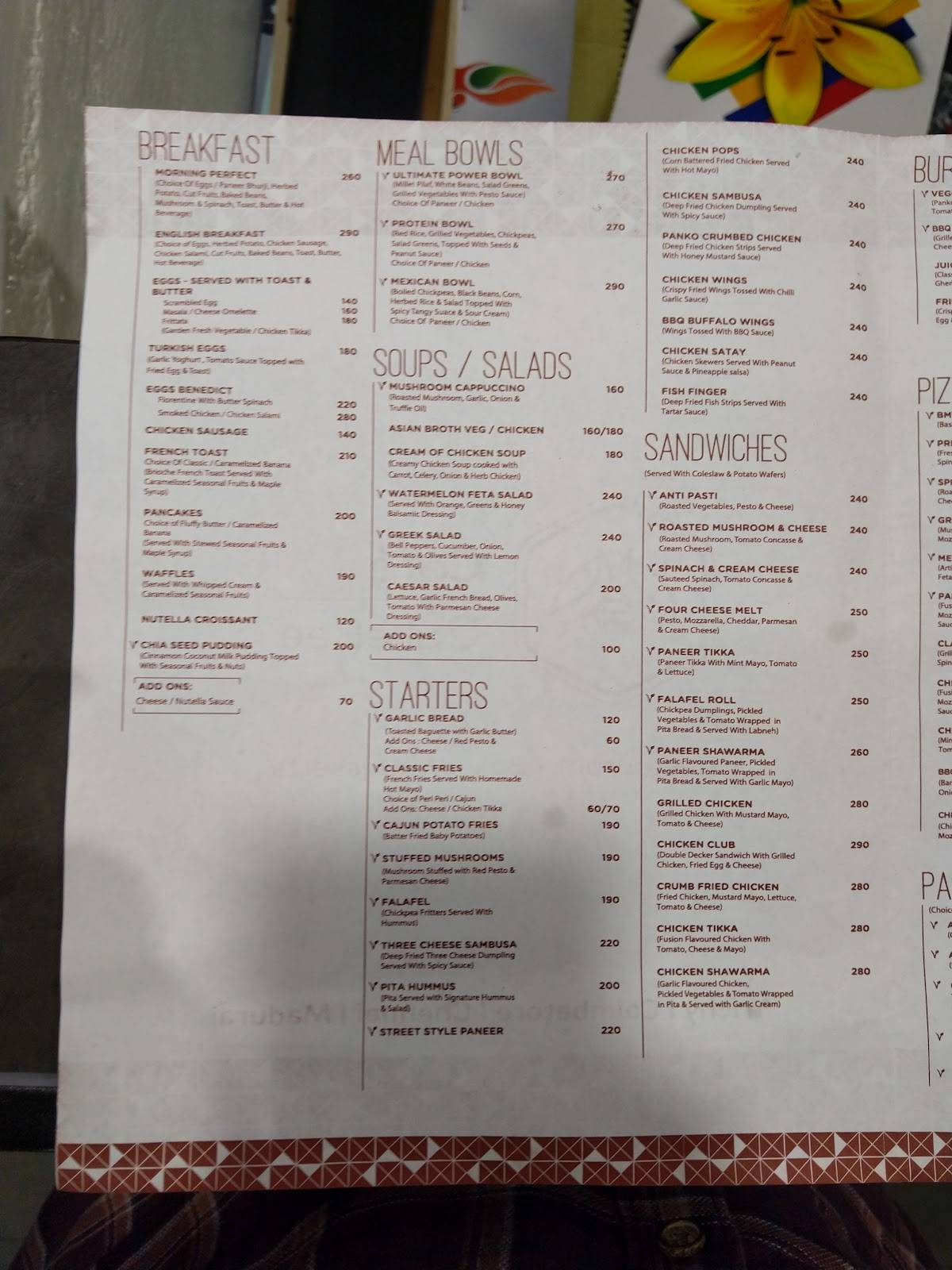 Cafe CakeBee menu