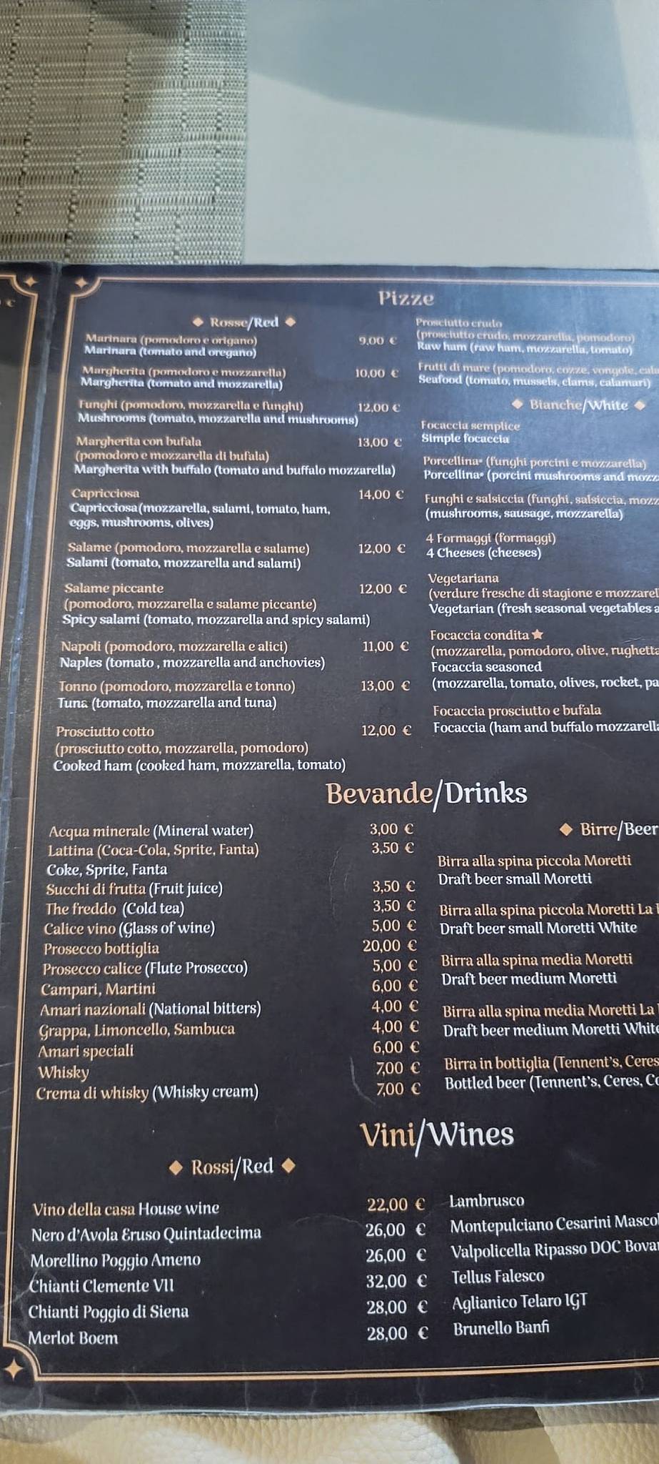 Menu de Casa Maria