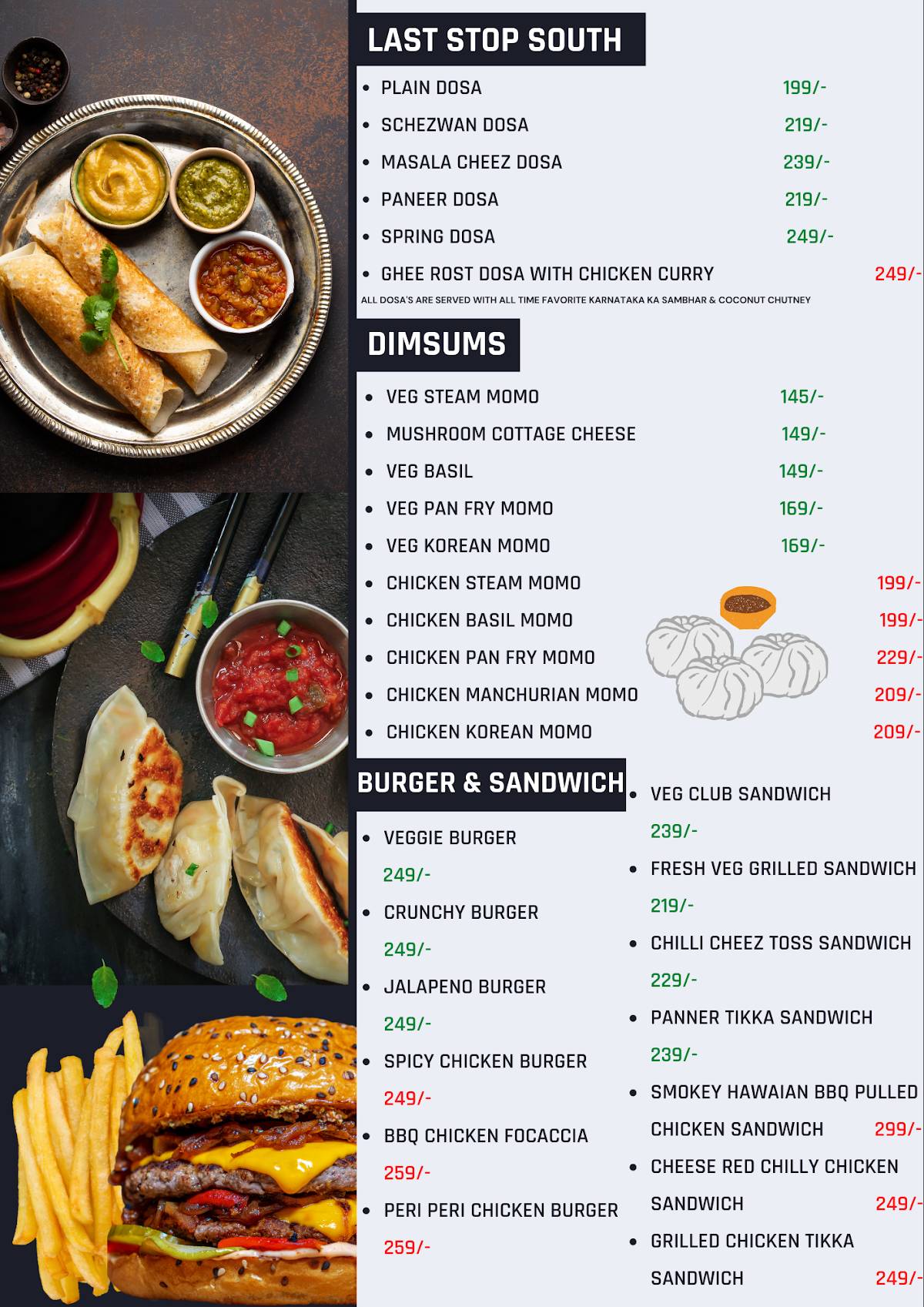 City Lights Cafe menu