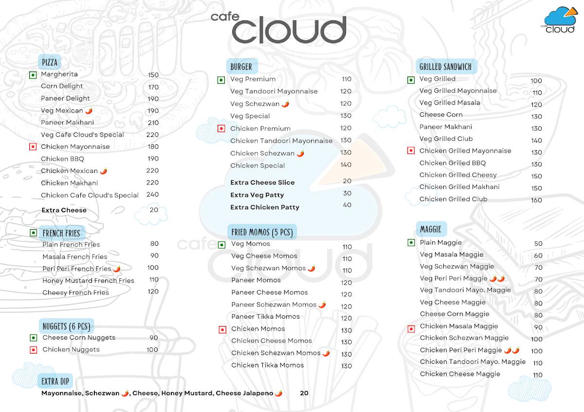 Cafe Cloud menu