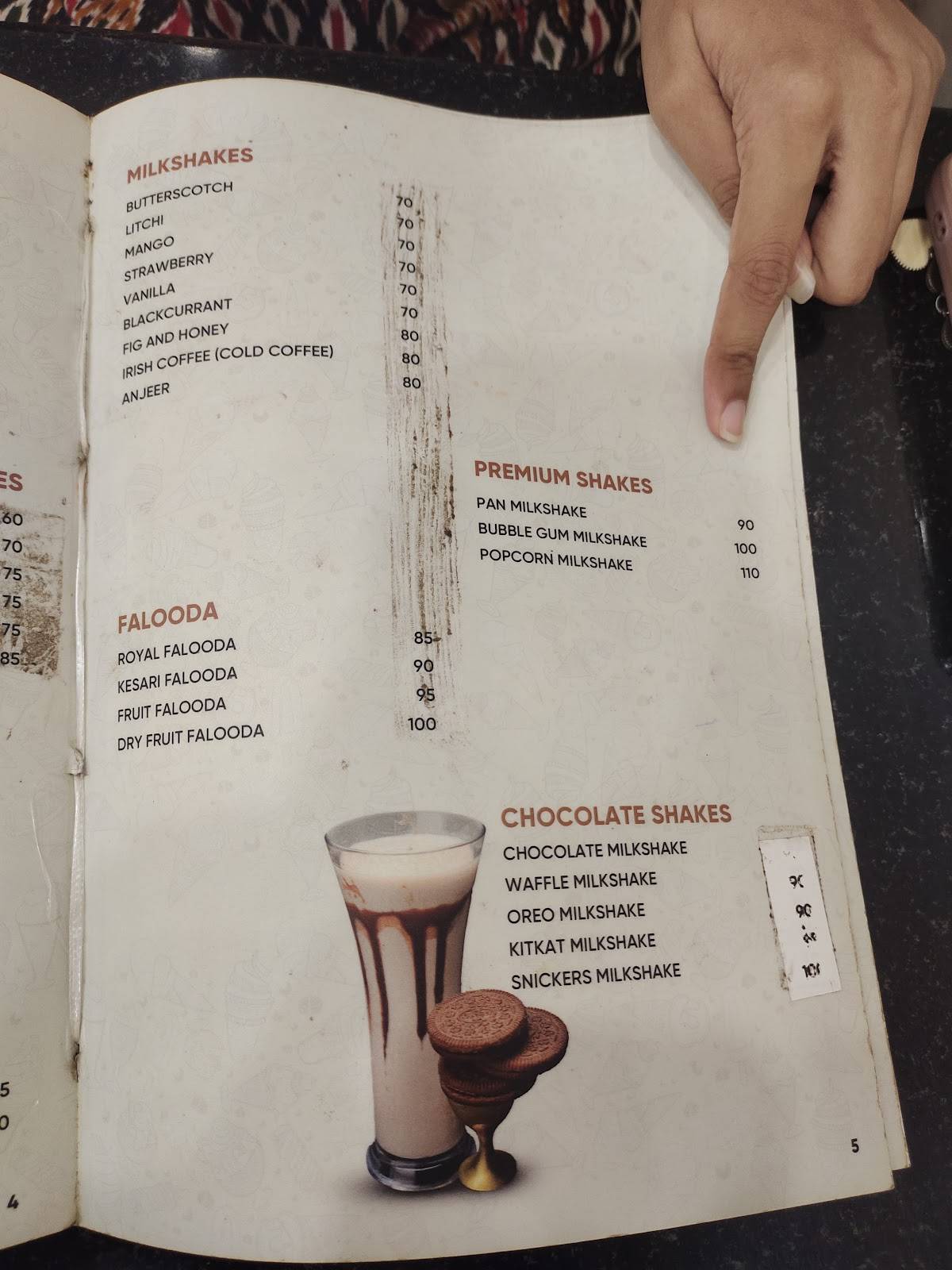 Cream Hub menu