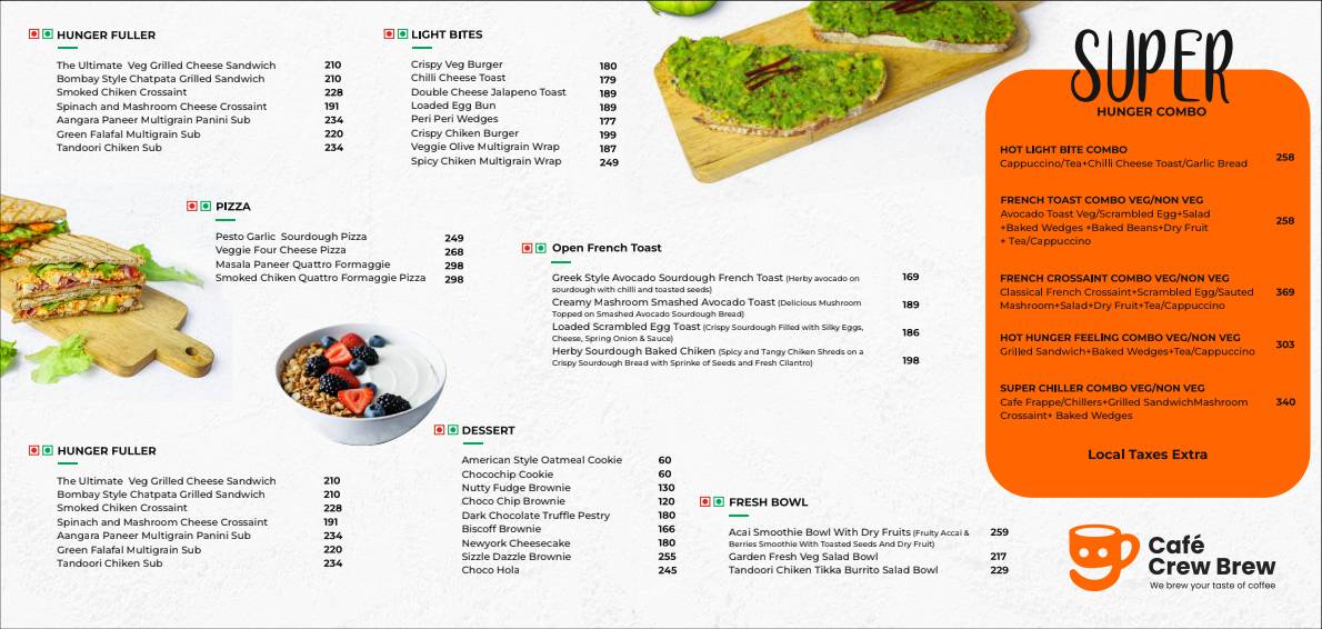 Cafe Crew Brew menu